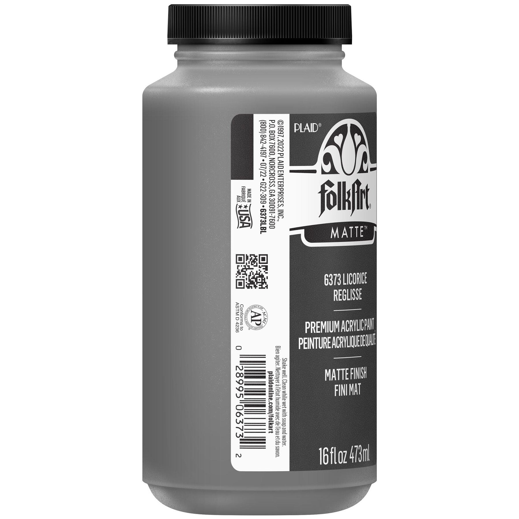 Acrylic Paint Matte, 16oz., Licorice