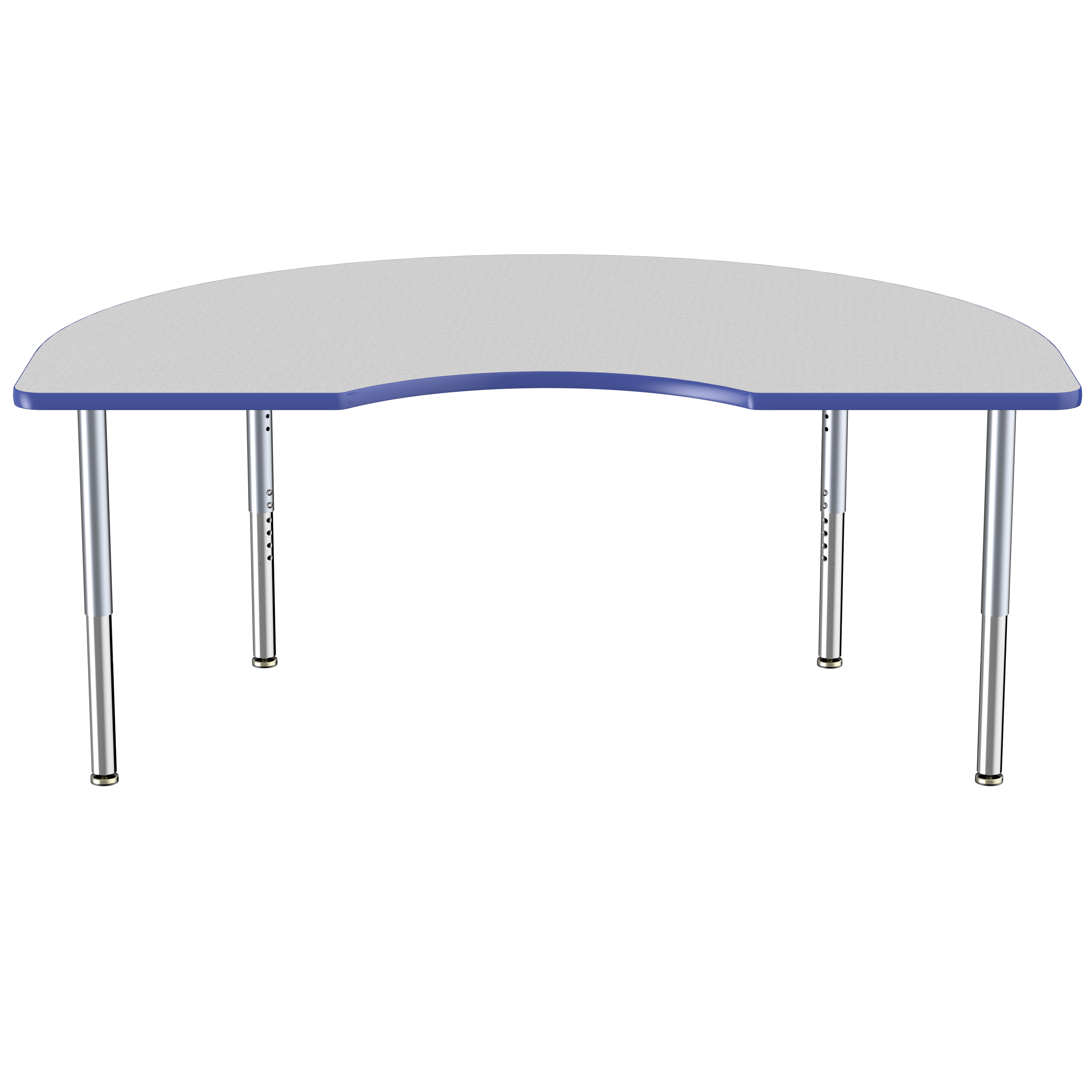 48" x 72" Kidney Thermofused Activity Table with Adjustable Super Legs - Gray/Blue/Silver
