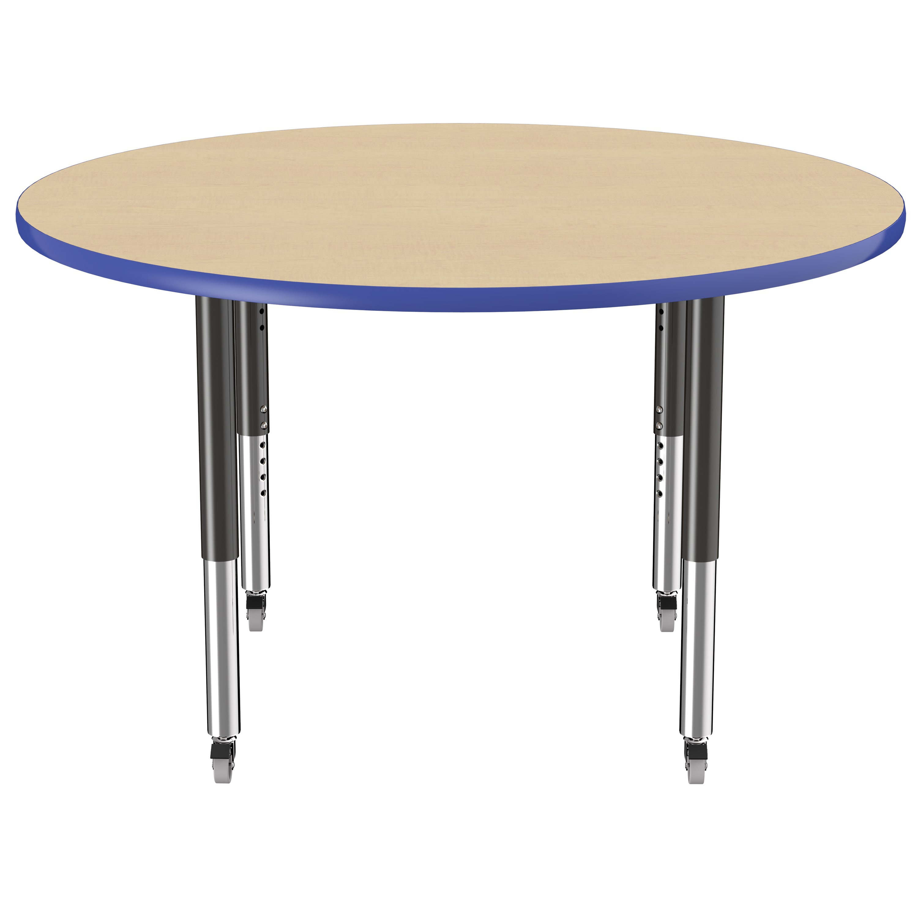 48" Round T-Molding Activity Table with Adjustable Super Legs - Maple/Blue/Black
