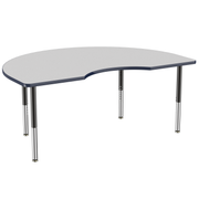 48" x 72" Kidney T-Molding Activity Table with Adjustable Super Legs - Gray/Navy/Black