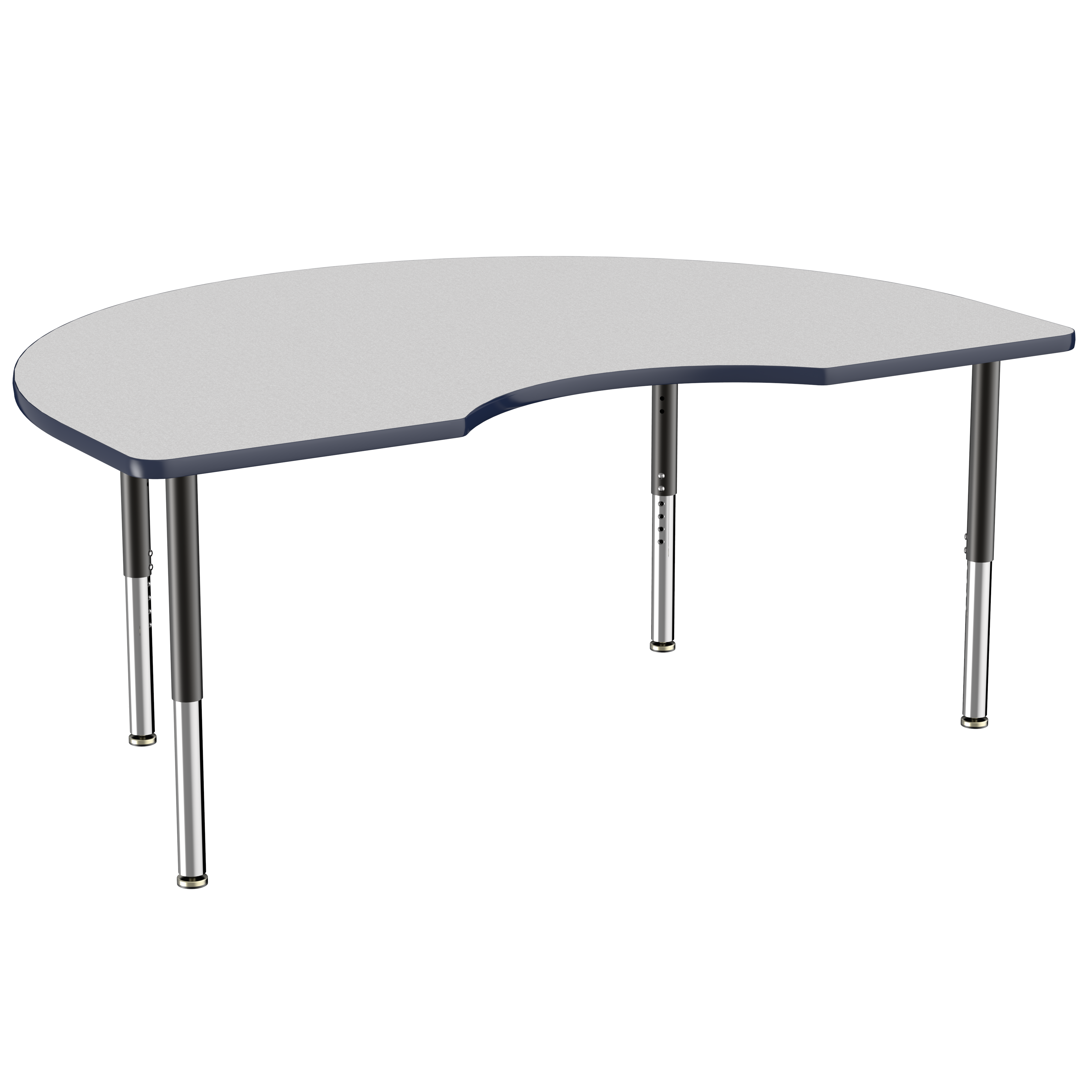 48" x 72" Kidney T-Molding Activity Table with Adjustable Super Legs - Gray/Navy/Black