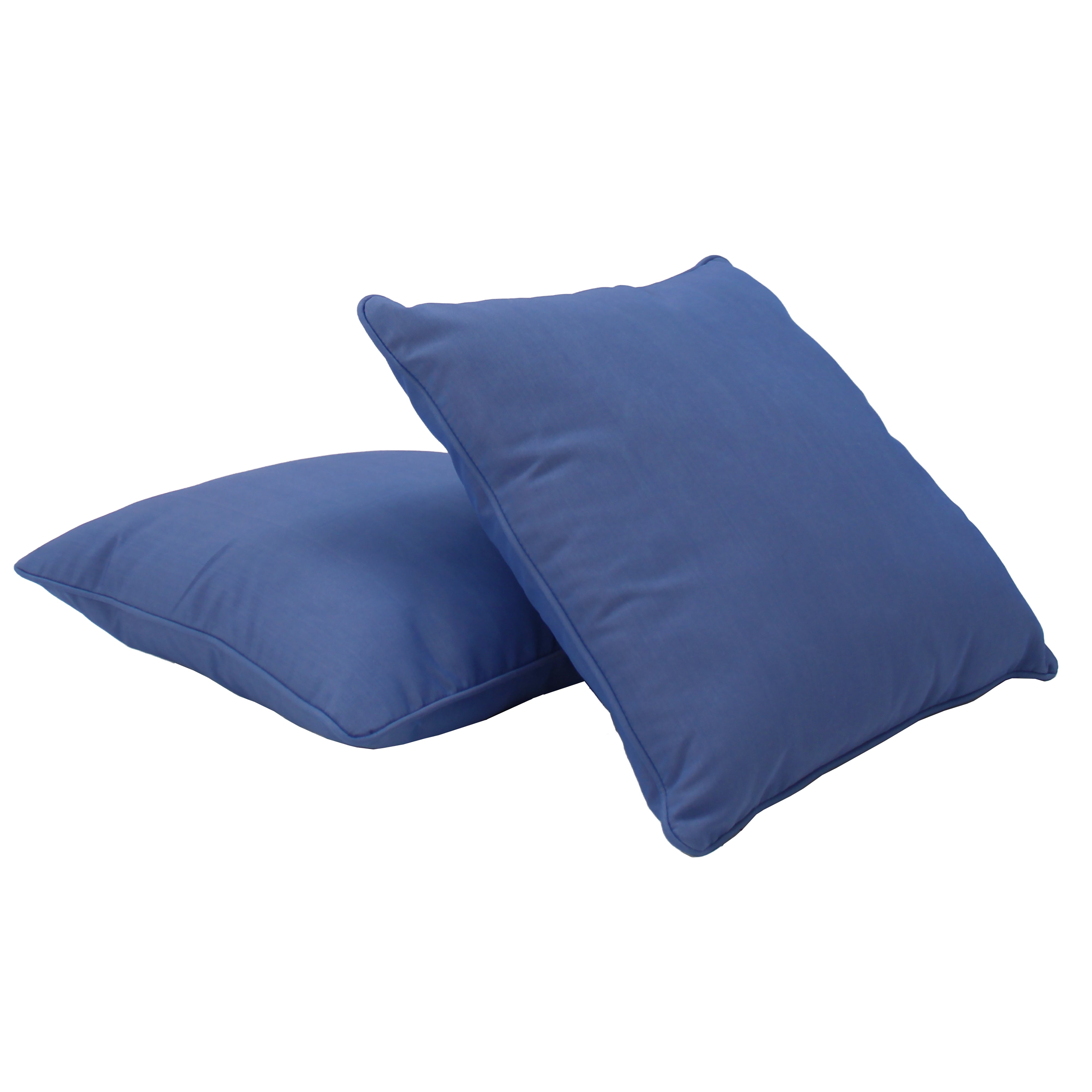 Presidio 24" x 24" Square Indoor/Outdoor Pillow with Piping, 2-Piece - Denim Blue