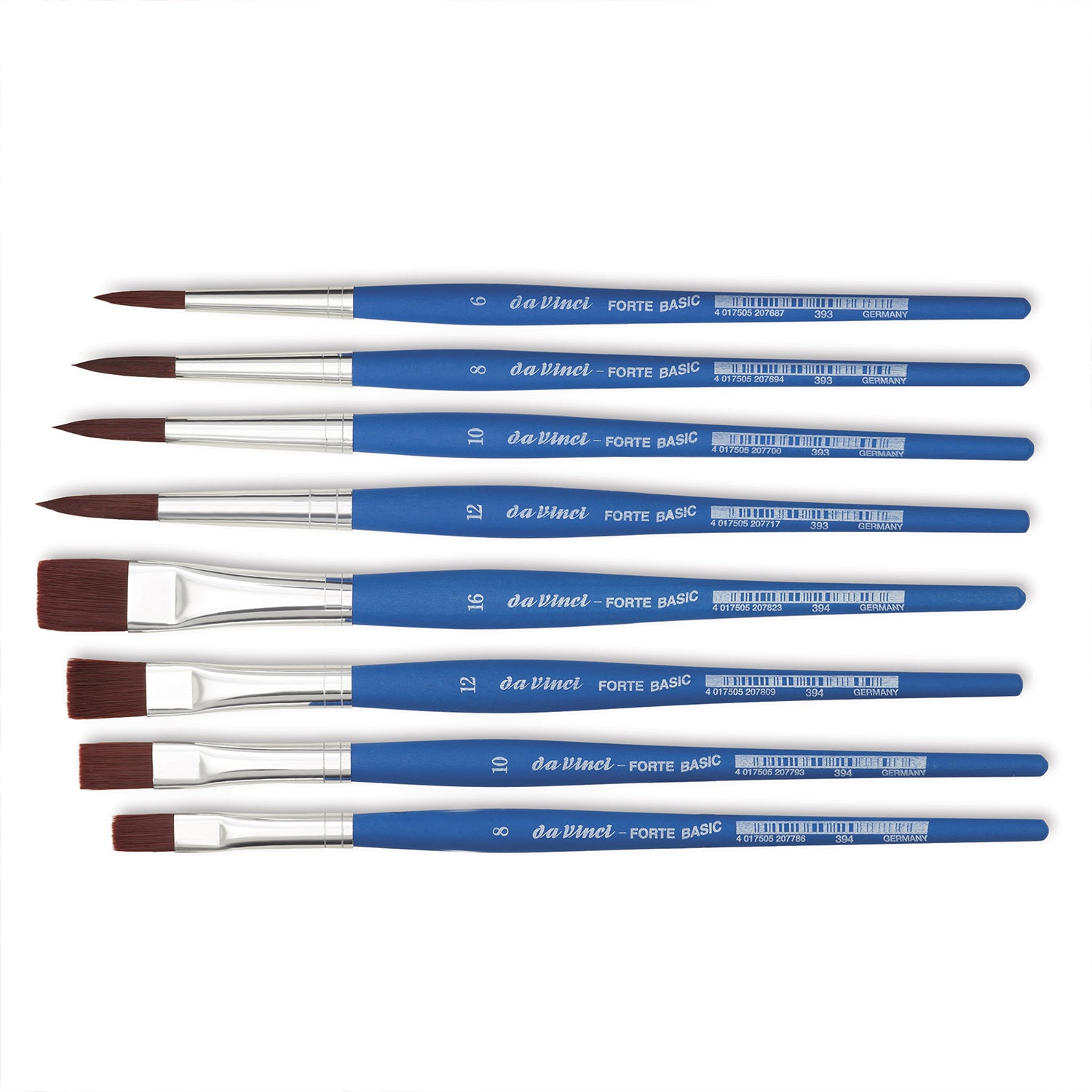 FORTE Basic Student Brush, Synthetic, Acrylic, Assorted, 7 Brush Set