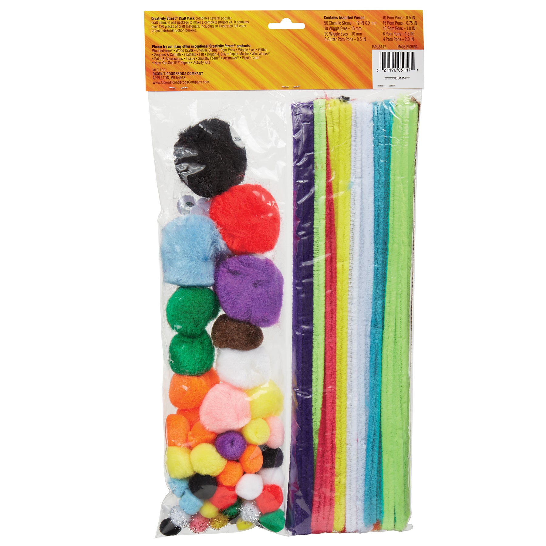 Craft Pack, Stems, Poms, Wiggle Eyes, 131 Pieces
