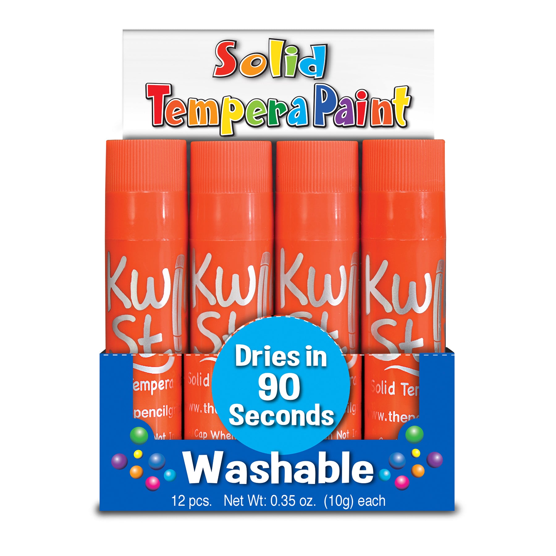 Solid Tempera Paint Sticks, Single Color Pack, Orange, Pack of 12