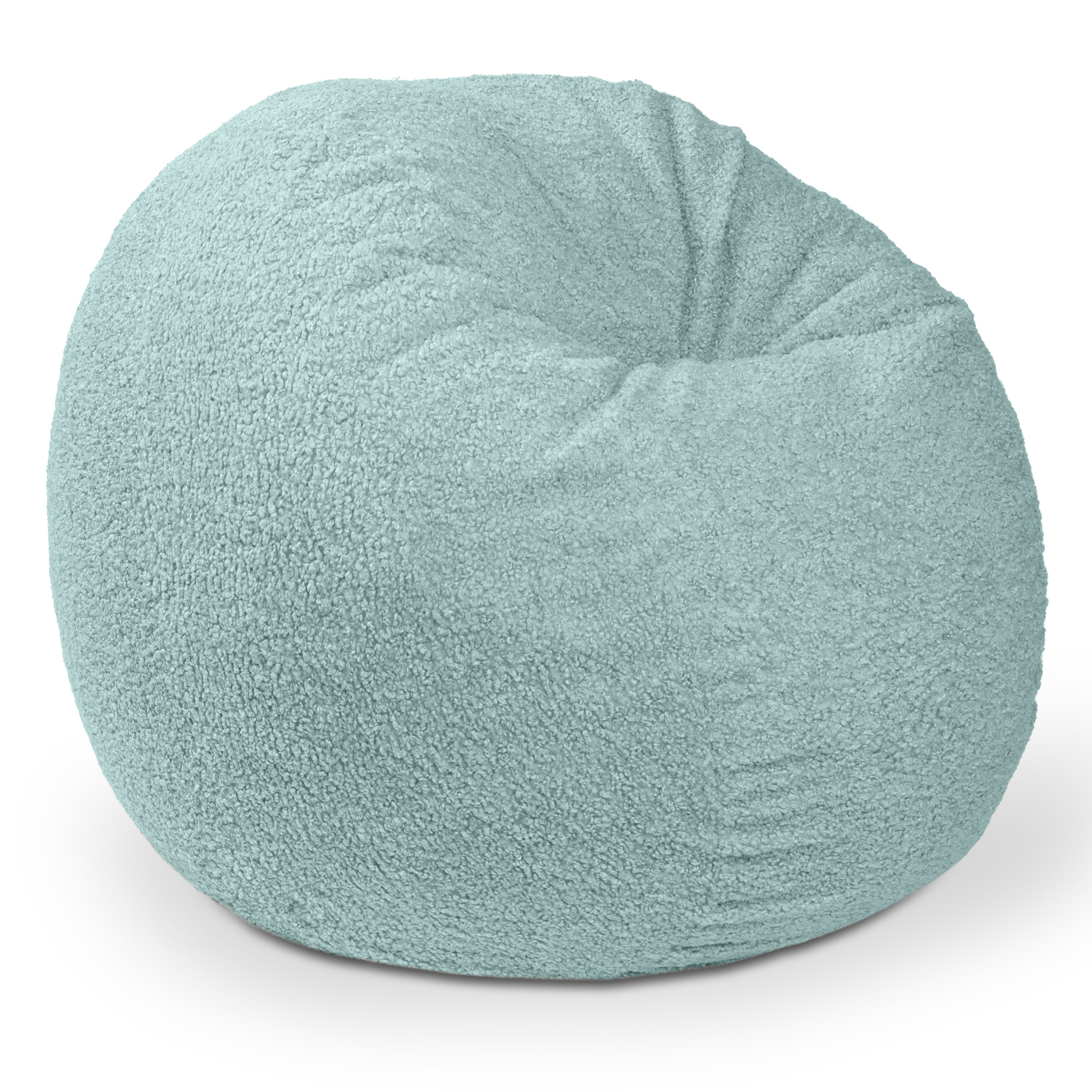 Jaxx Ellis Ottoman Shearling Faux-Lamb Plush Pouf for Modern Interior Design, Oval, Smoke