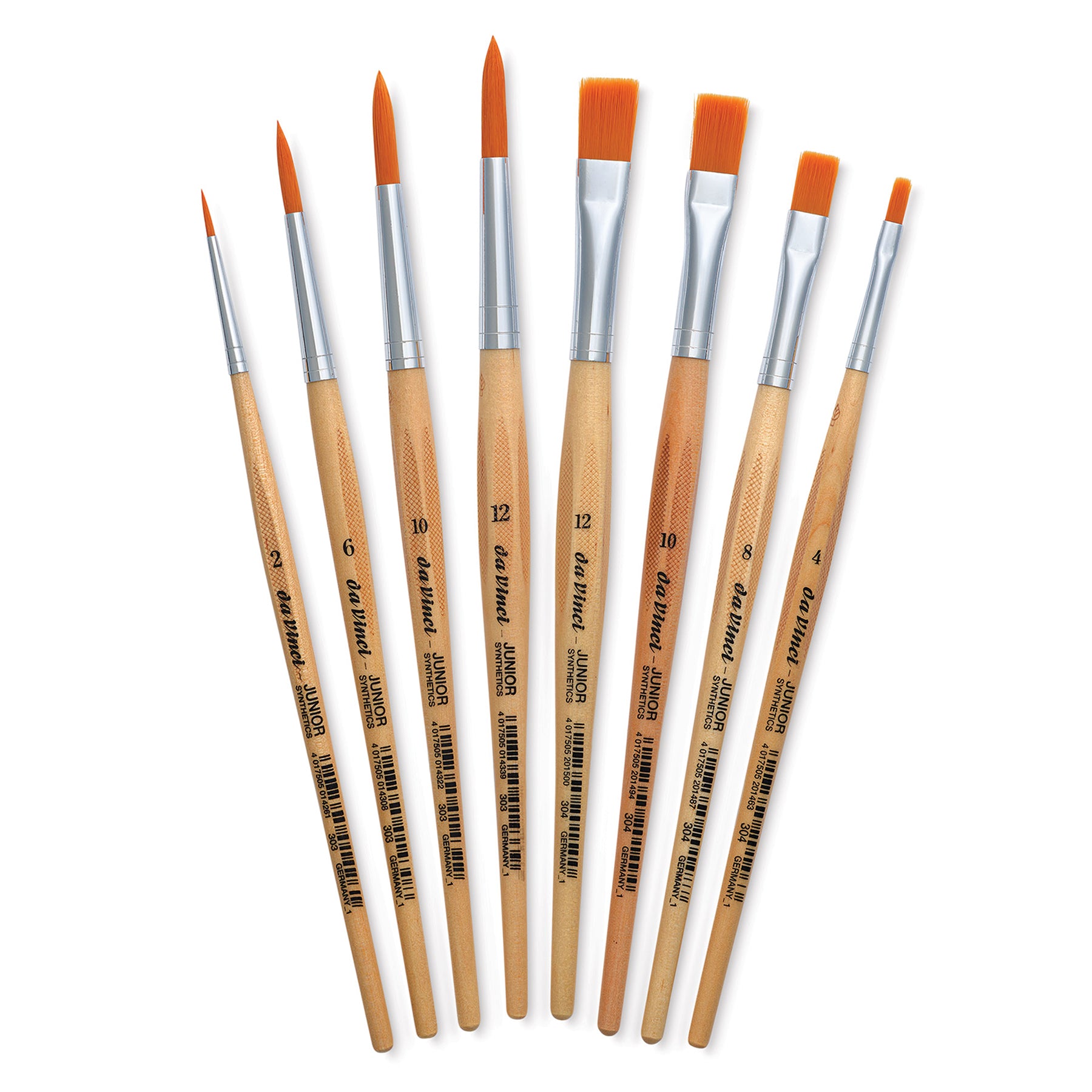 JUNIOR Synthetics Student Brushes, Synthetic, Acrylic & Tempera, Assorted, 8 Brush Set in Bamboo Mat