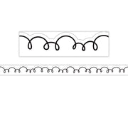 White with Black Squiggles Die-Cut Border Trim, 35 Feet