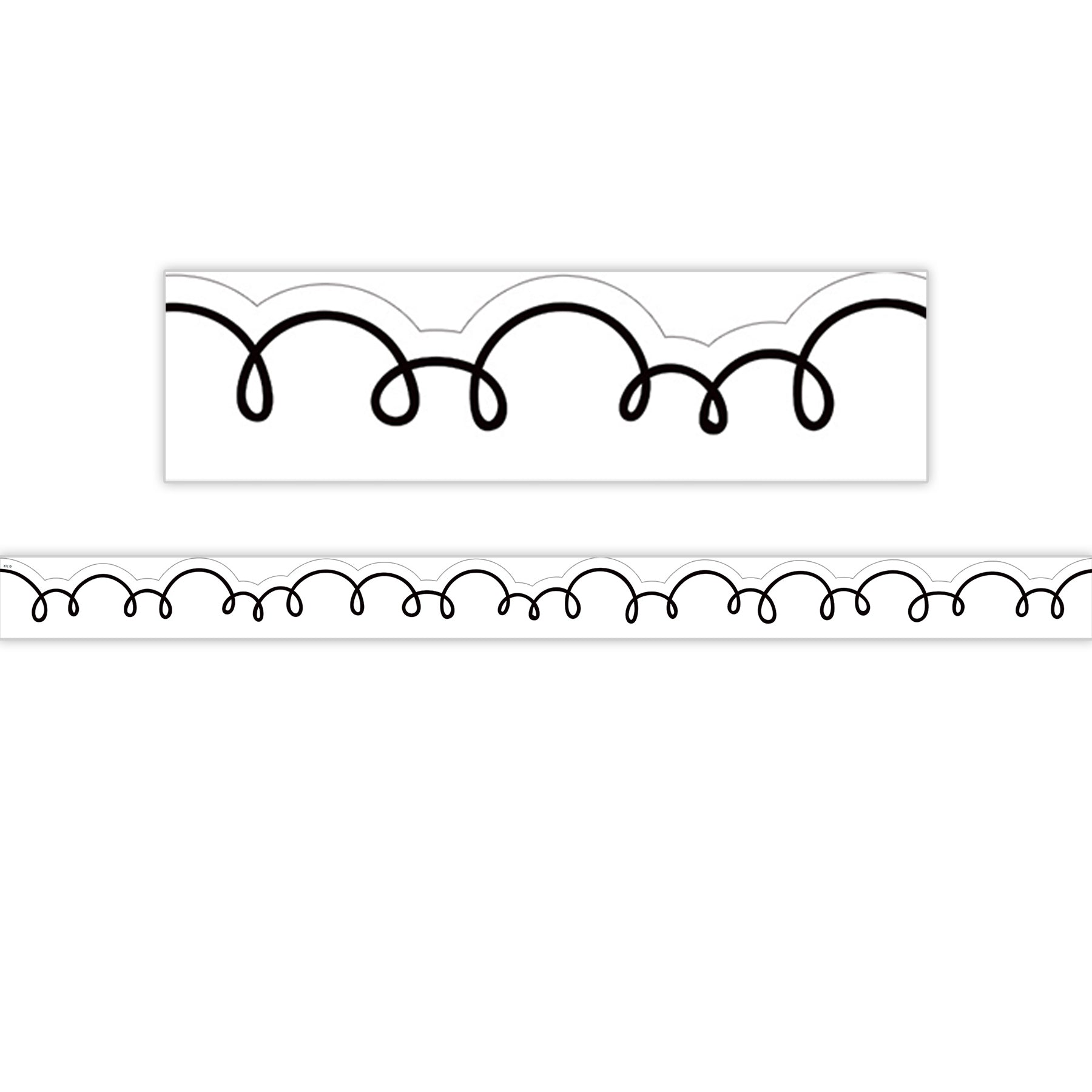White with Black Squiggles Die-Cut Border Trim, 35 Feet