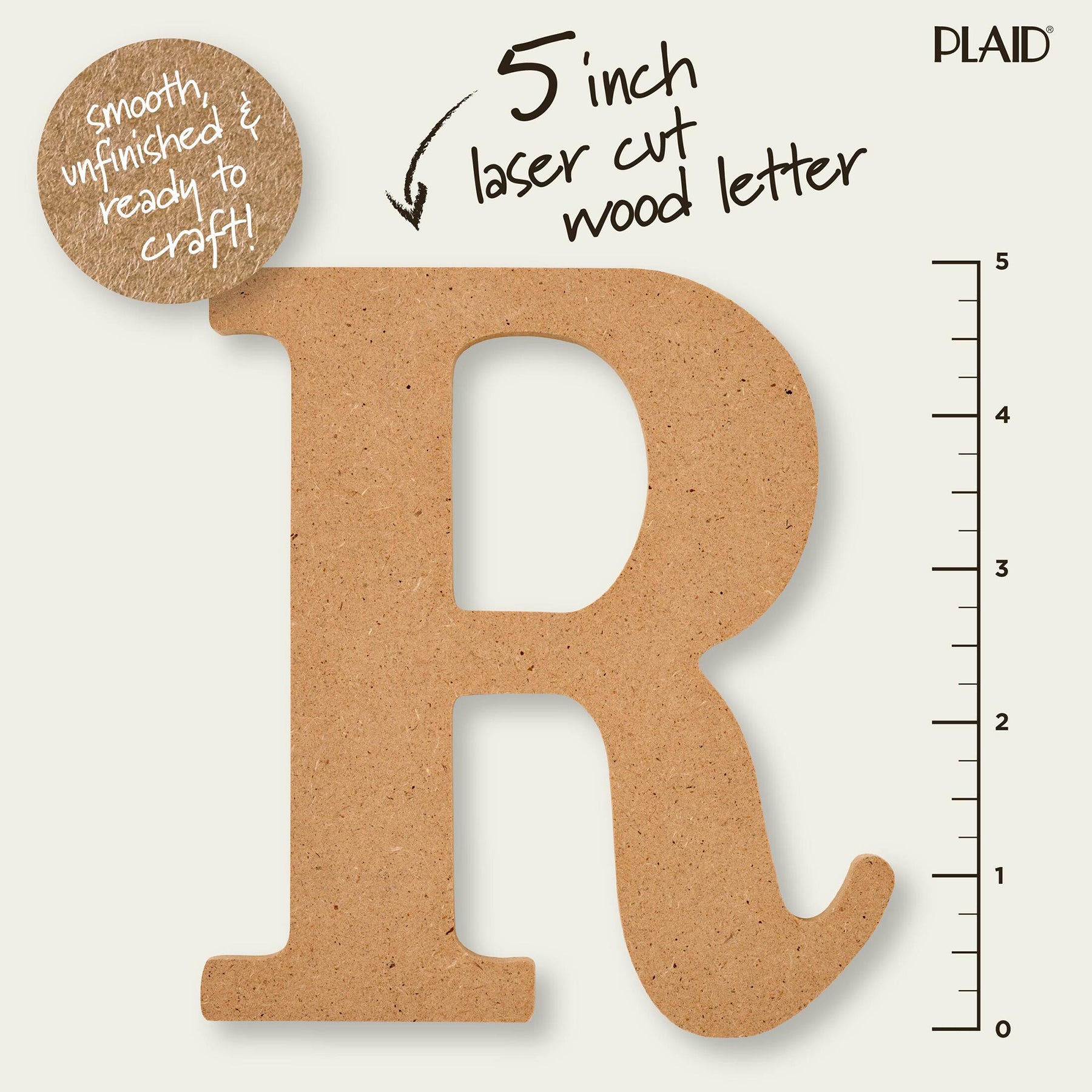 MDF Letter, R, 5 Inch