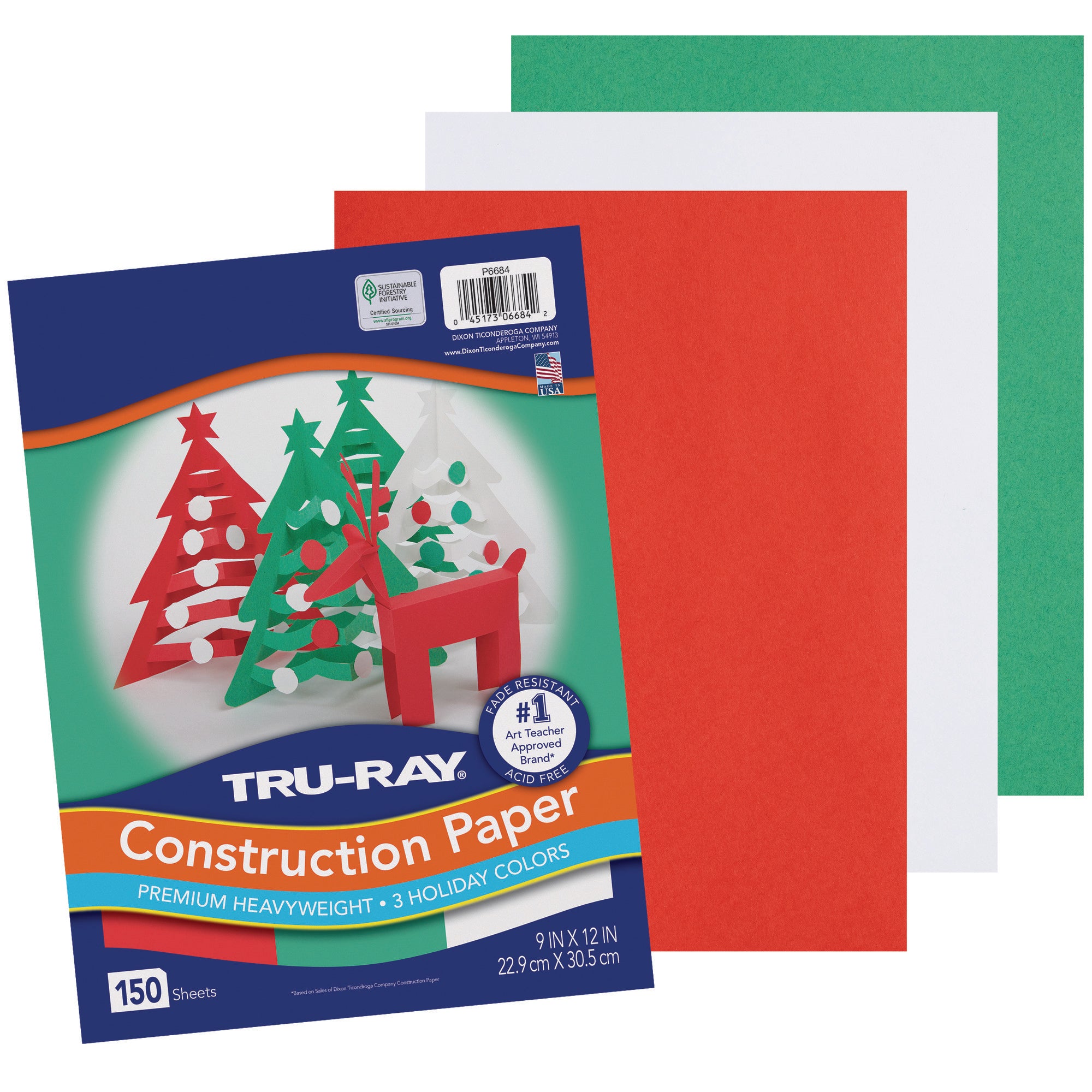 Construction Paper, Heavyweight, Holiday Assortment, 9" x 12", 150 Sheets