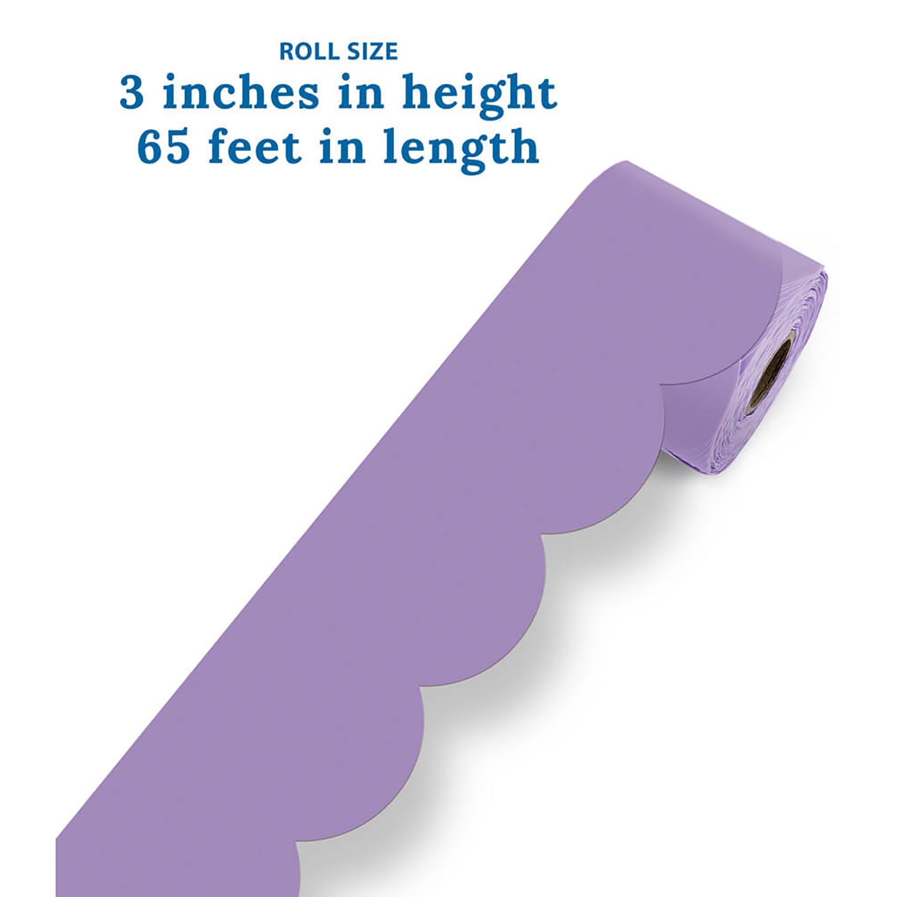 Rolled Scalloped Bulletin Board Border, Lilac, 65 Feet