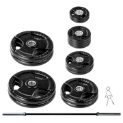 Lifeline 300Lb Pro Olympic Grip Plate (Rubber Coated) Set:  (2) 2.5Lb (4) 5Lb (2) 10Lb (2) 25Lb (2) 35Lb (2) 45Lb (1) 45Lb Olympic Bar W/(2) Collars