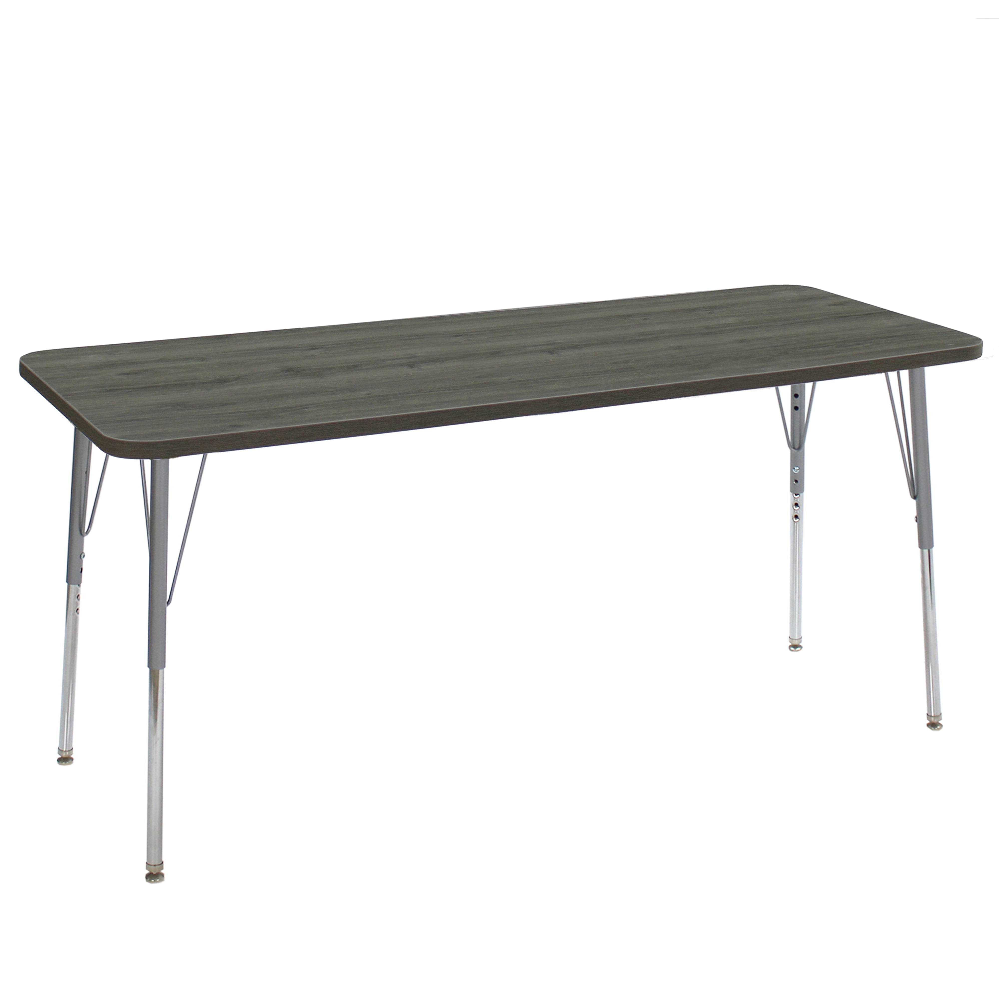 24" x 72" Rectangle La Madera Activity Table with Standard Legs - Gray Wood/Silver