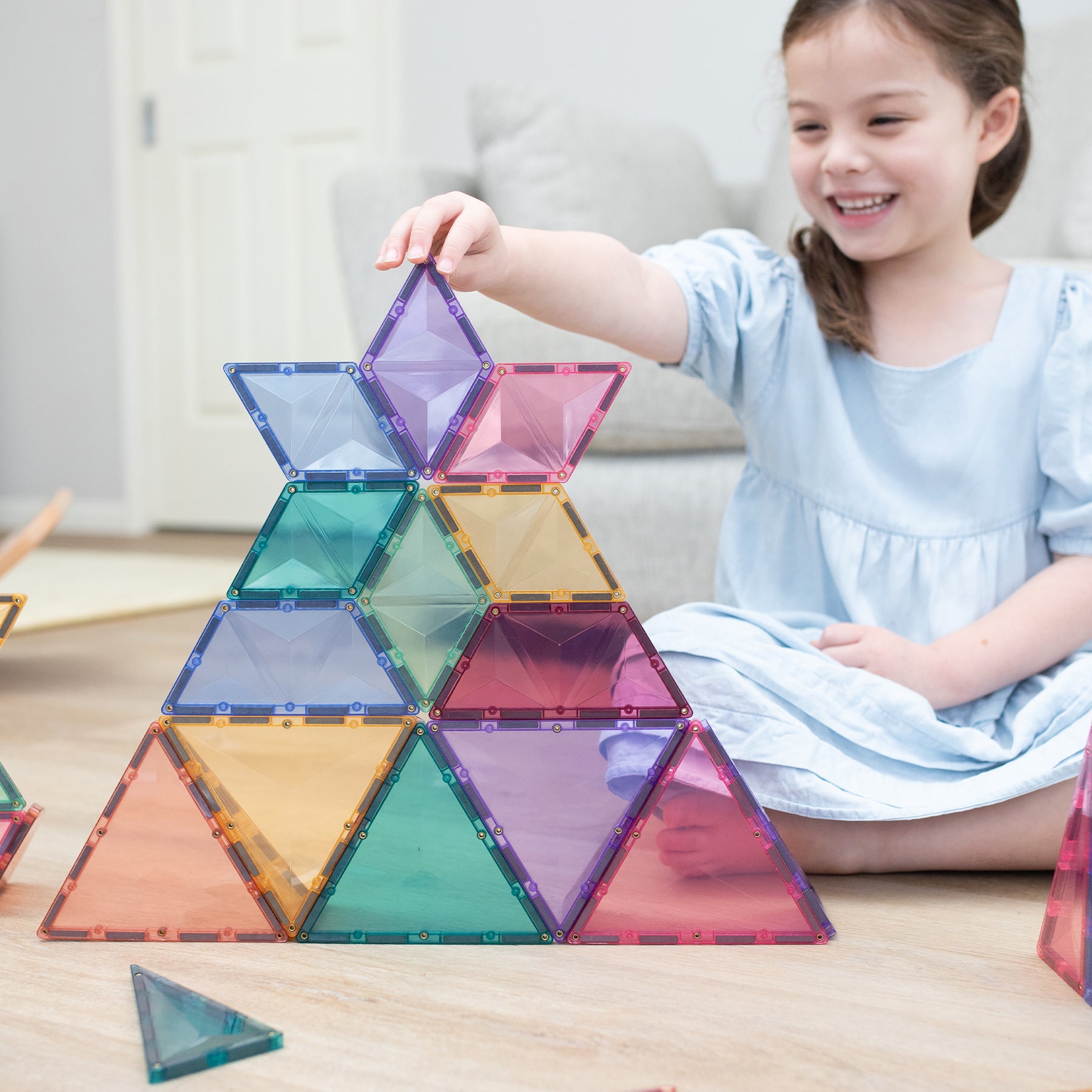 Magnetic Tiles Pastel Shape Expansion Pack, 48 Pieces