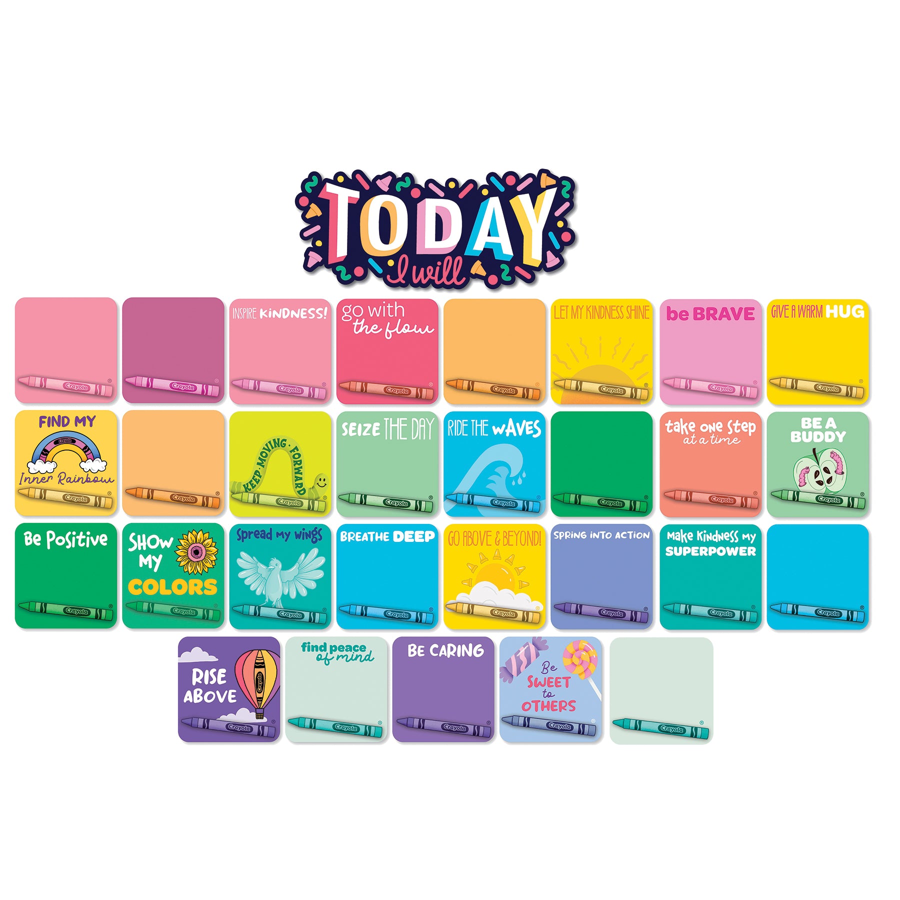 Crayola® Colors of Kindness Today I Will Mini Bulletin Board Set, Pack of 29