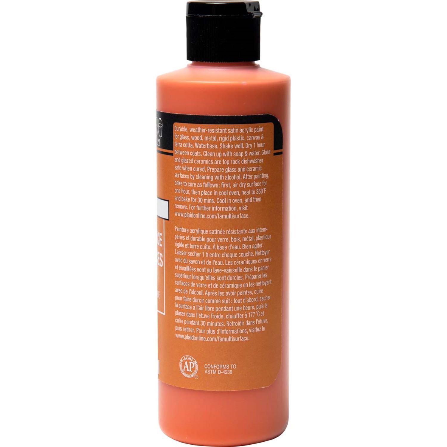 Acrylic Paint Multi-Surface Satin, 8oz., Pure Orange
