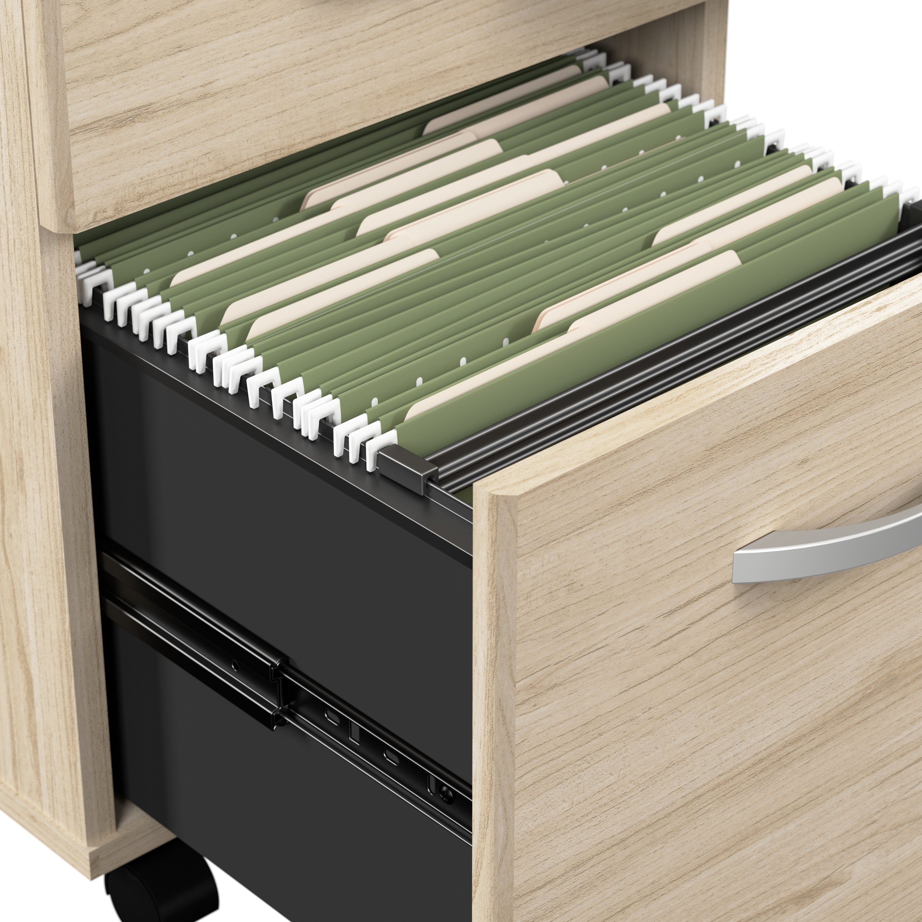 Bush Business Furniture Arrive 72W x 30D Reception Desk with Counter and Mobile File Cabinet in Natural Elm - 71.02" Width x 29.49" Depth x 40.35" Height