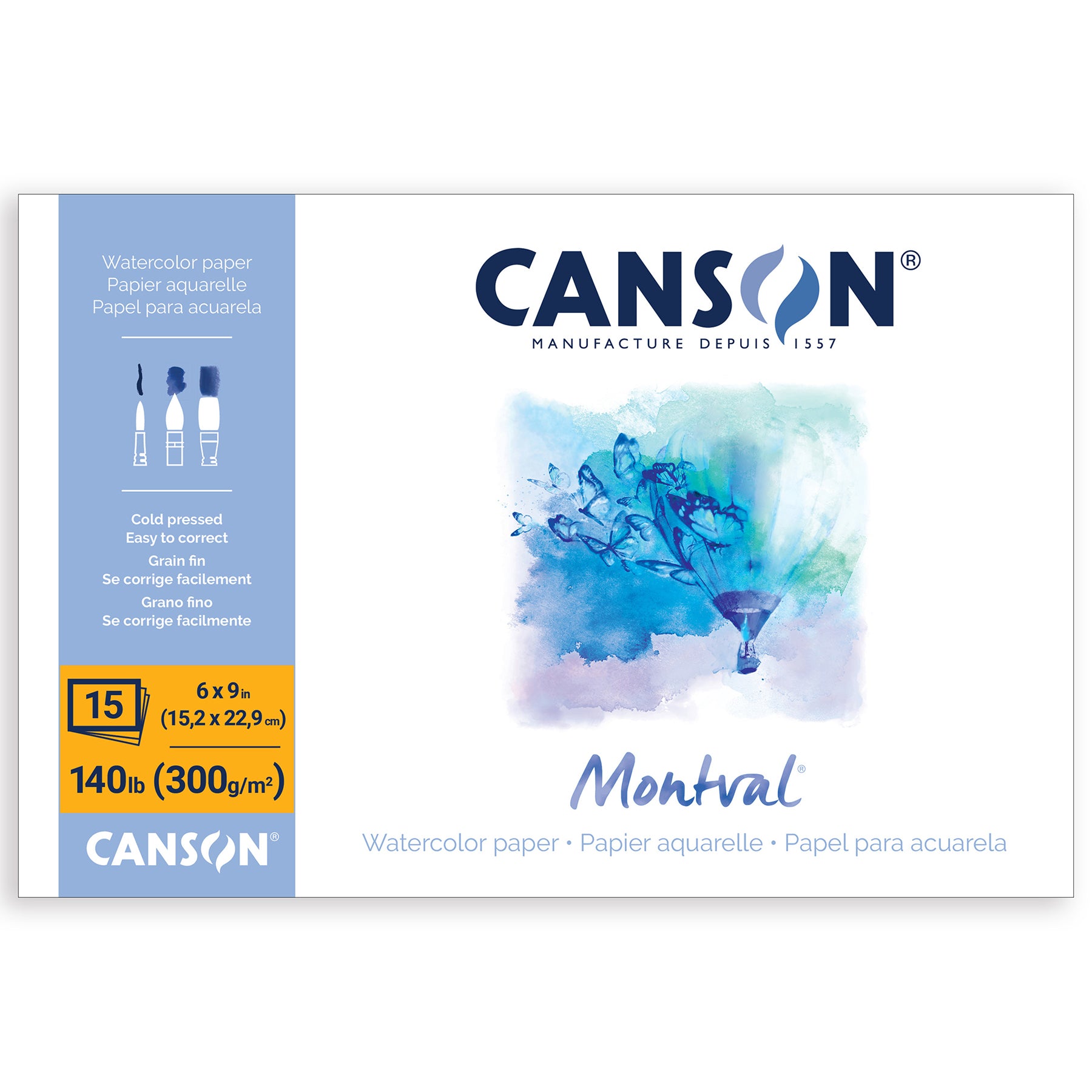 Artist Series Montval Watercolor Block, Foldover Binding, 15 Sheet, 6x9 inch, 1 Count