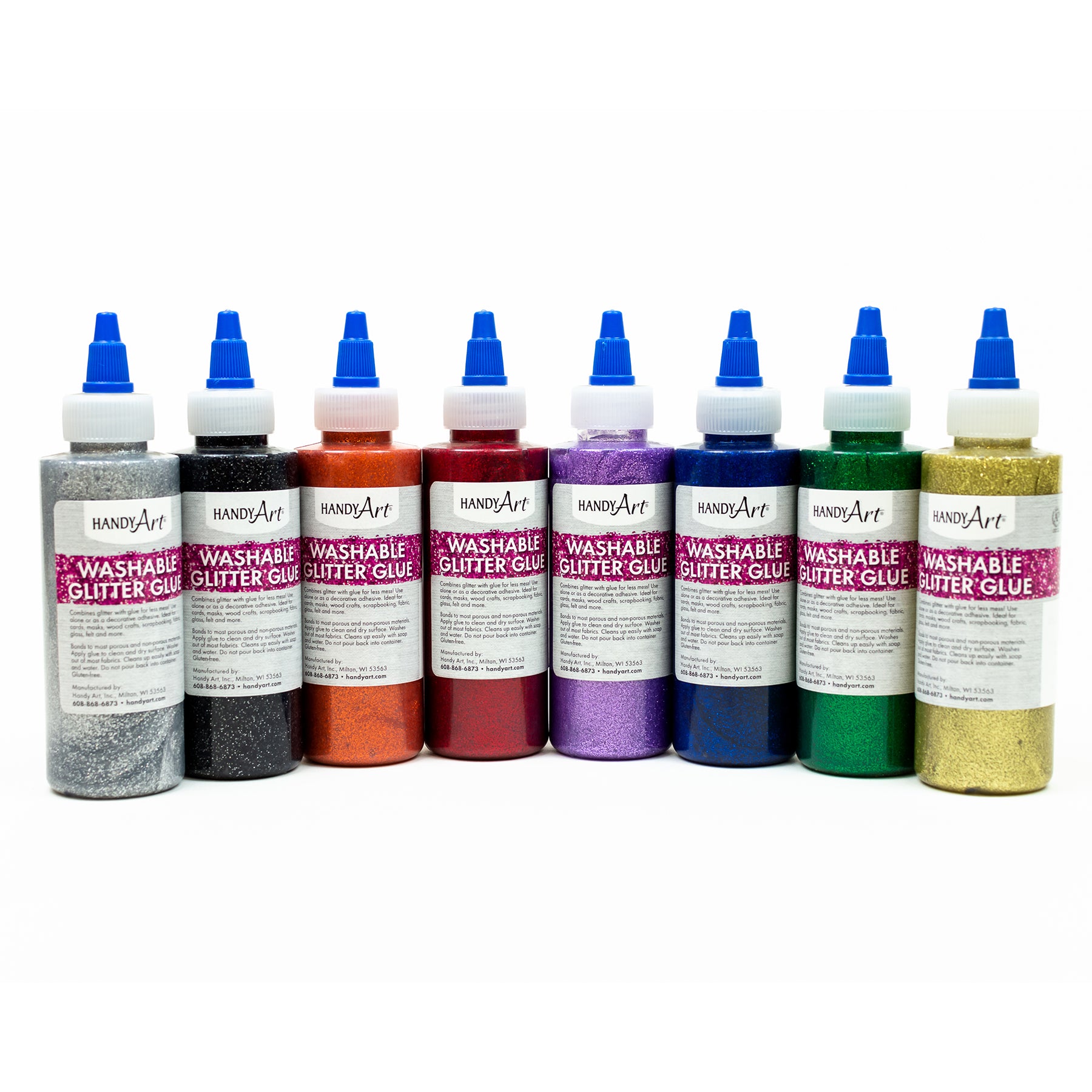 Glitter Glue, 4 oz Bottles, Set of 8