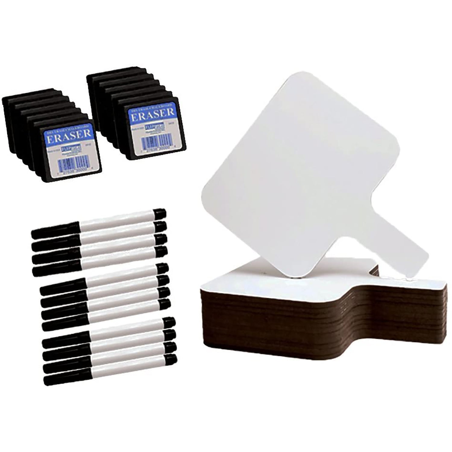 Rectangular Dry Erase 8" x 9.75" Answer Paddle + Pen + Eraser Set, 12 Sets