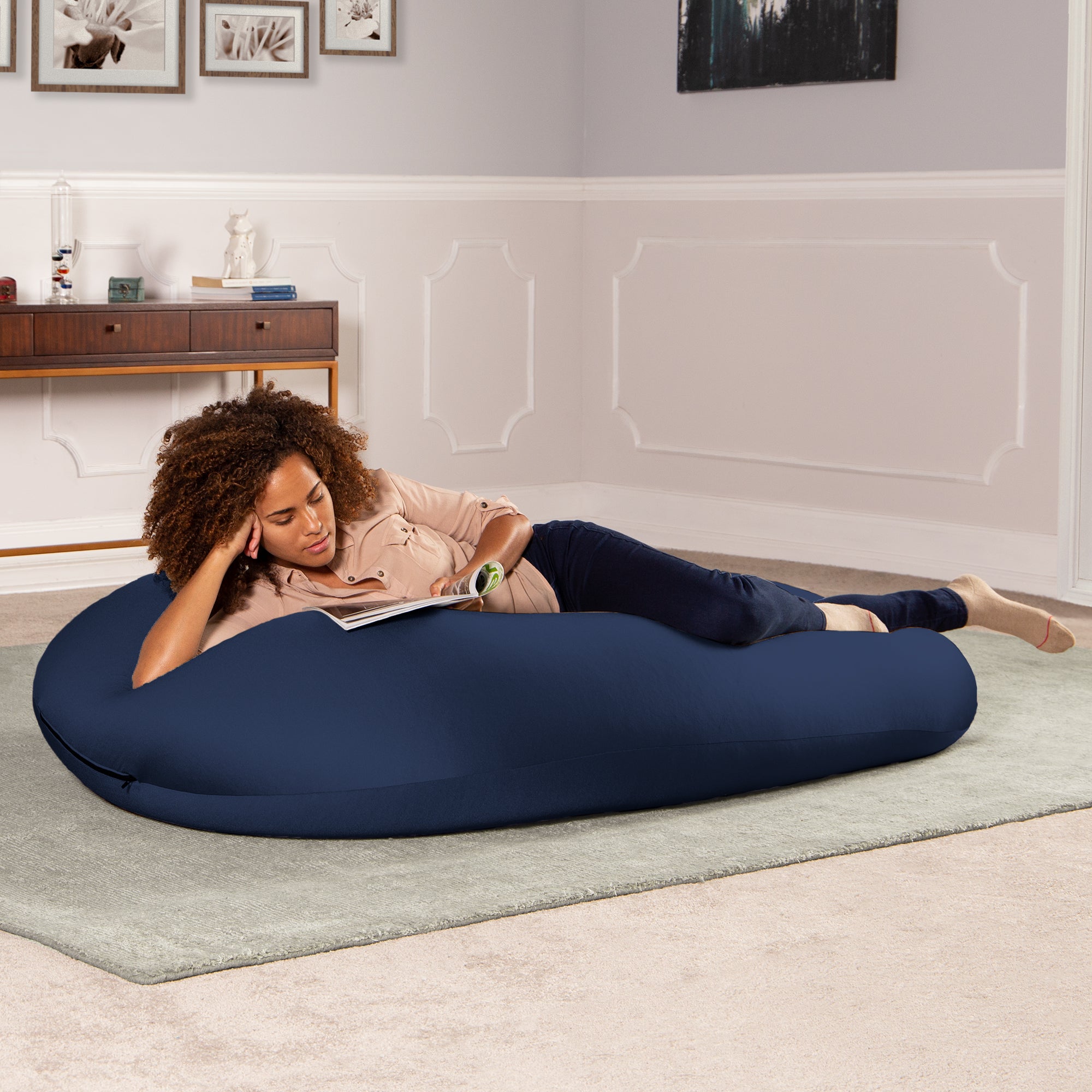 Nimbus Spandex Bean Bag Chair, Large, Navy