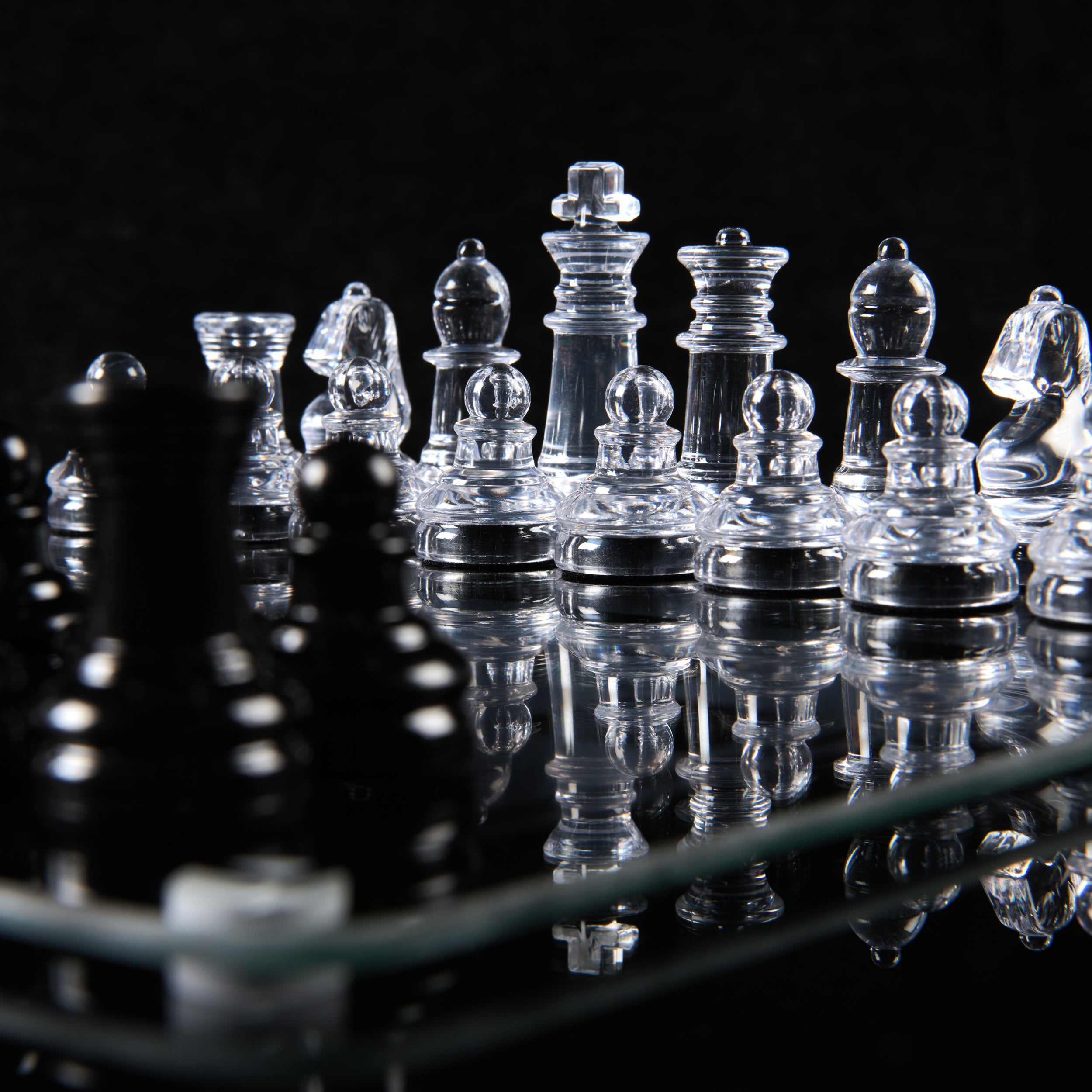 Spin Master Games, Cardinal Classics, Black and Clear Chess & Checkers Set with Glass Gameboard, for Adults and Kids Ages 8 and up