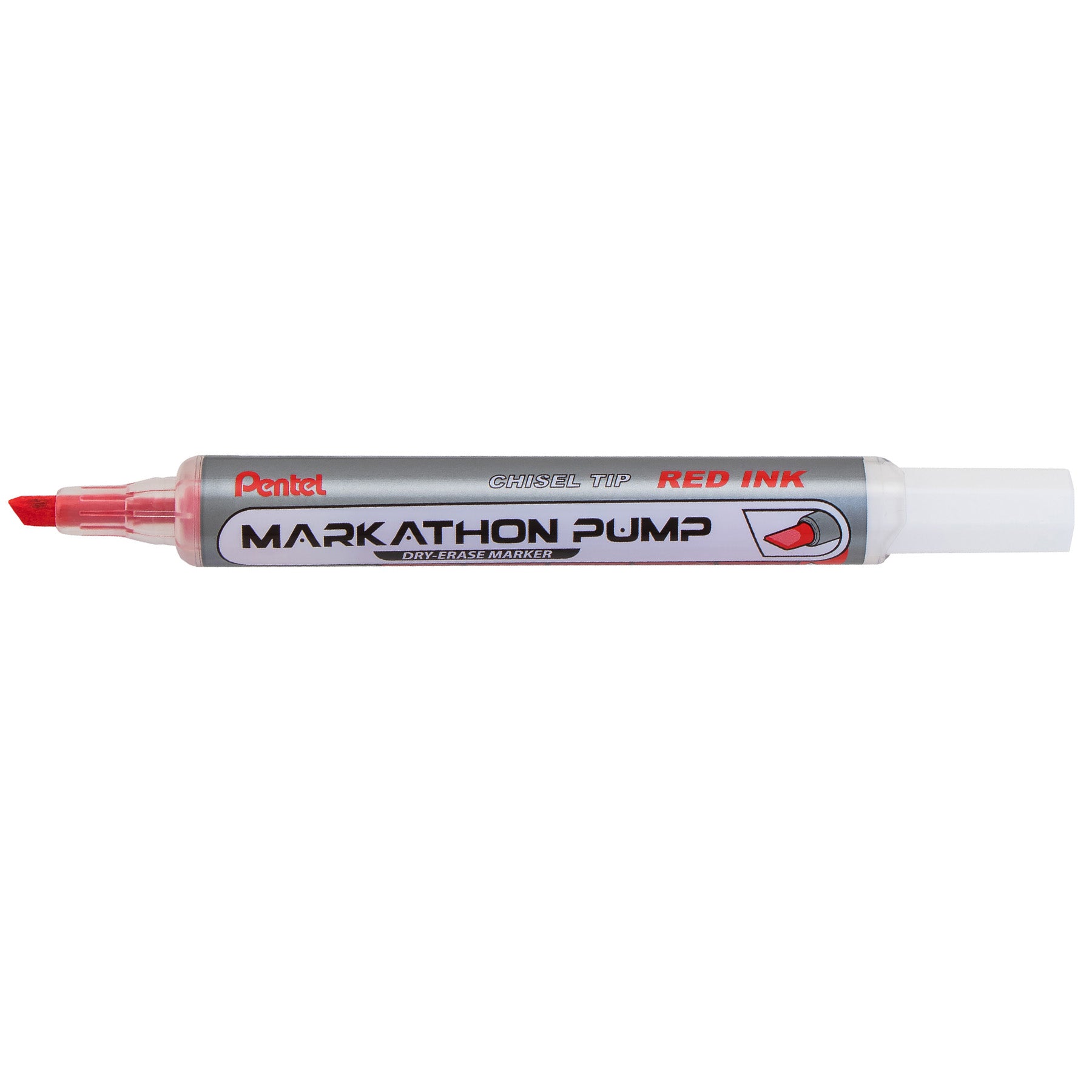Markathon Pump Dry Erase Marker, Chisel Tip, Red Ink, 1 Dozen