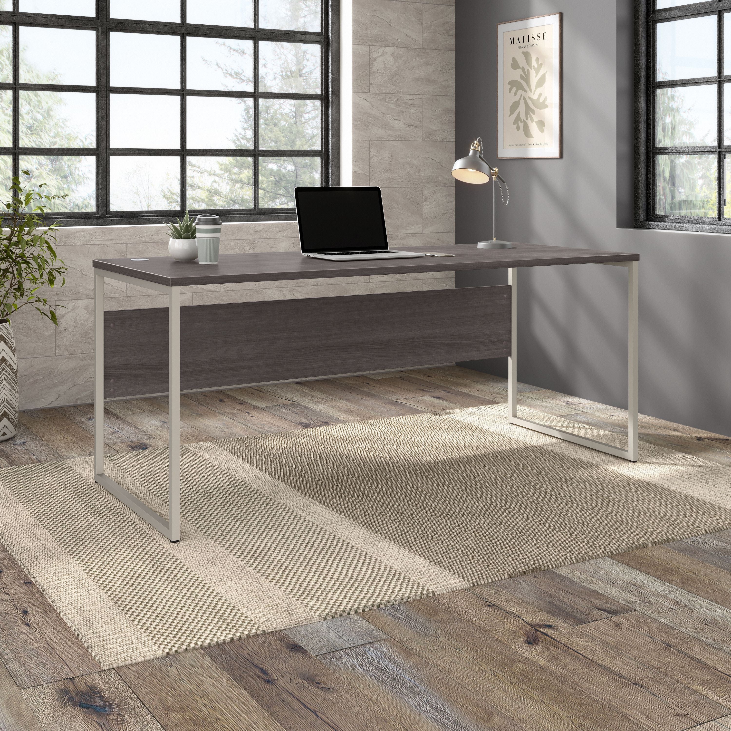Bush Business Furniture Hybrid 72W x 30D Computer Table Desk with Metal Legs in Storm Gray - 71.02" Width x 29.37" Depth x 29.91" Height