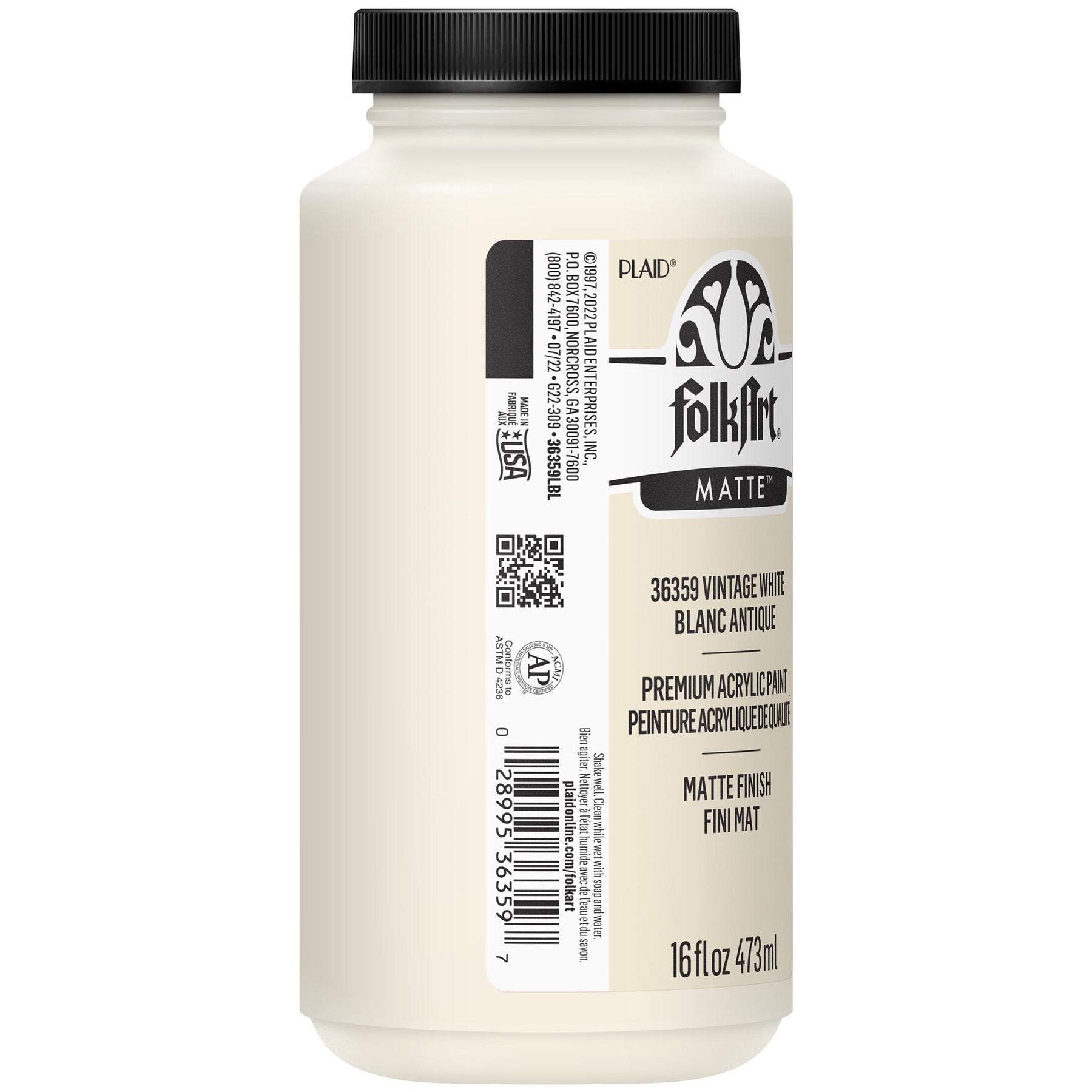 Acrylic Paint Matte, 16oz., Vintage White
