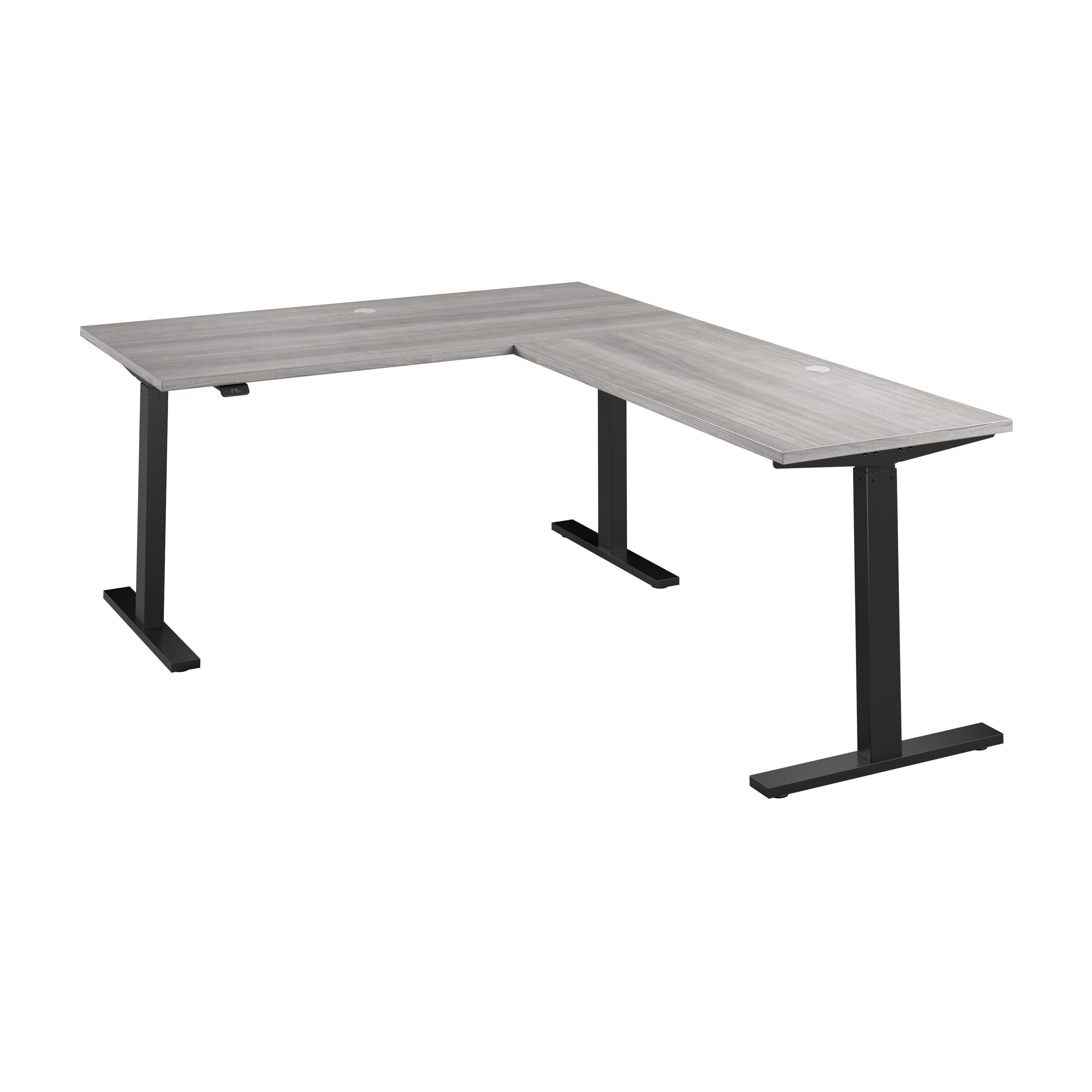 Bush Business Furniture Move 60 Series 60W Height Adjustable L Shaped Standing Desk in Platinum Gray with Black Base - 59.45" Width x 76.97" Depth x 27.44" Height