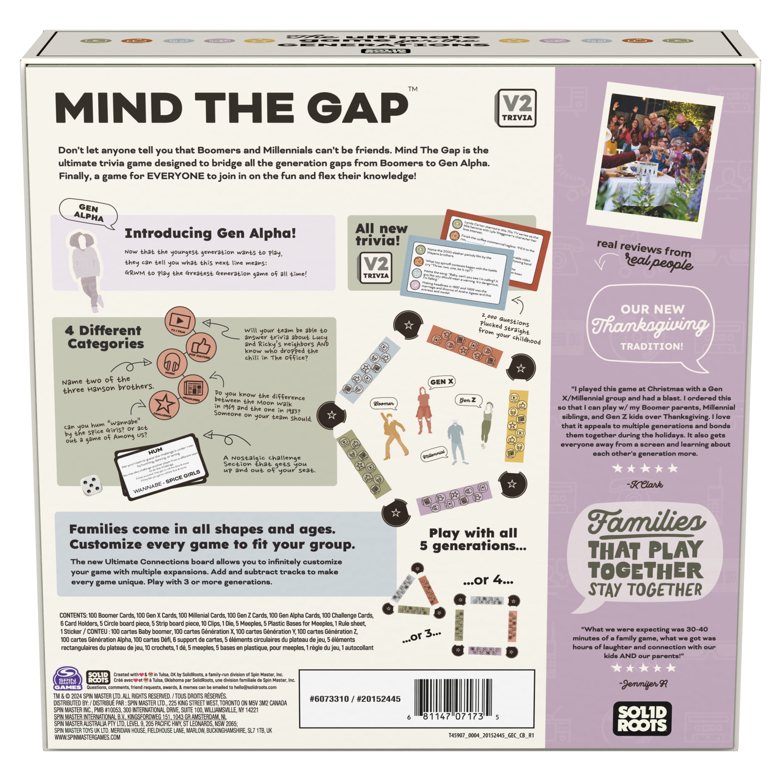 Spin Master Games, SolidRoots Mind the Gap Ultimate Connections, A Trivia Game for the Generations with New Gen Alpha Questions, 2,000 Trivia Questions, Family Game Night, 4+ Players, for Ages 8 & Up