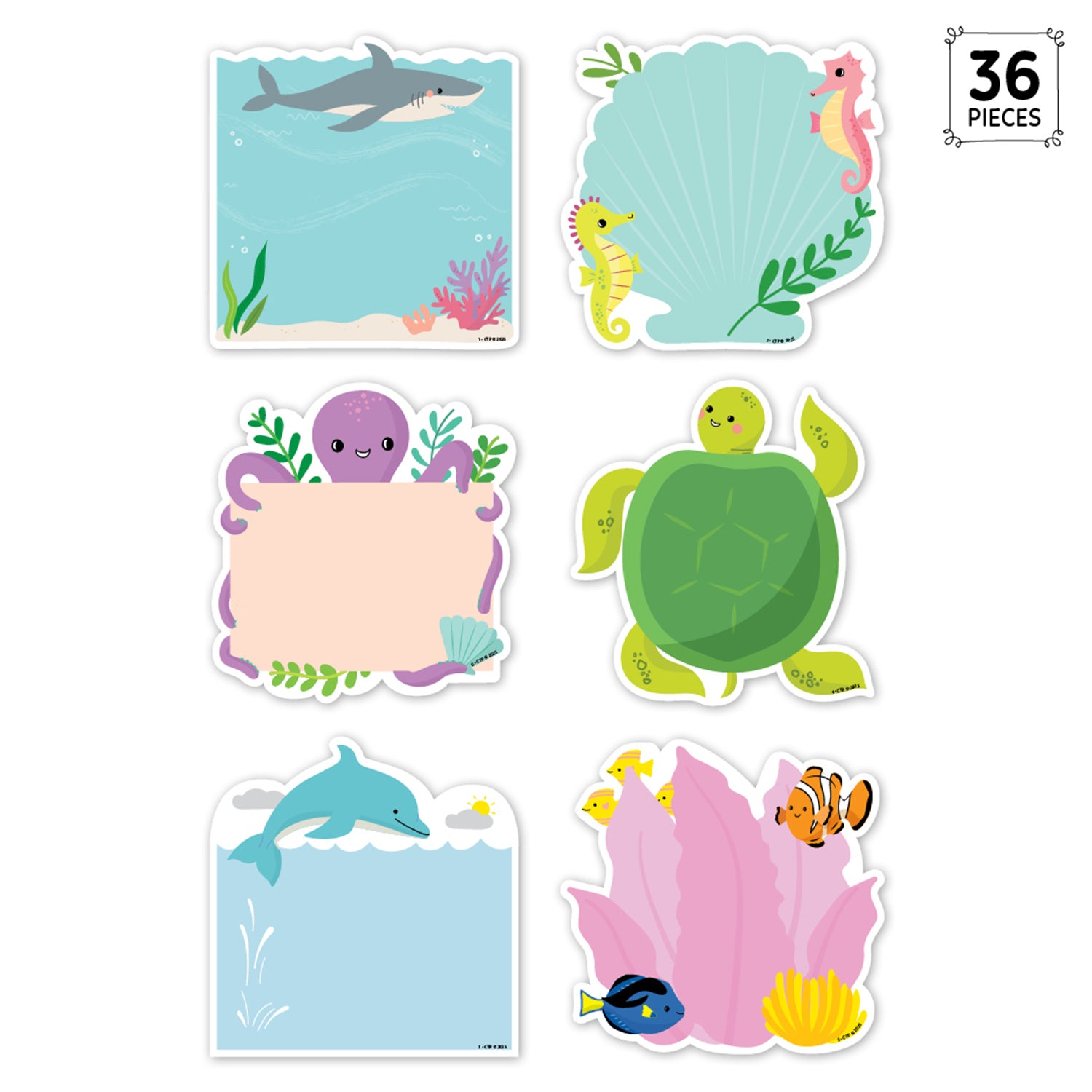 Sea Friends 6" Designer Cut-Outs, Pack of 36