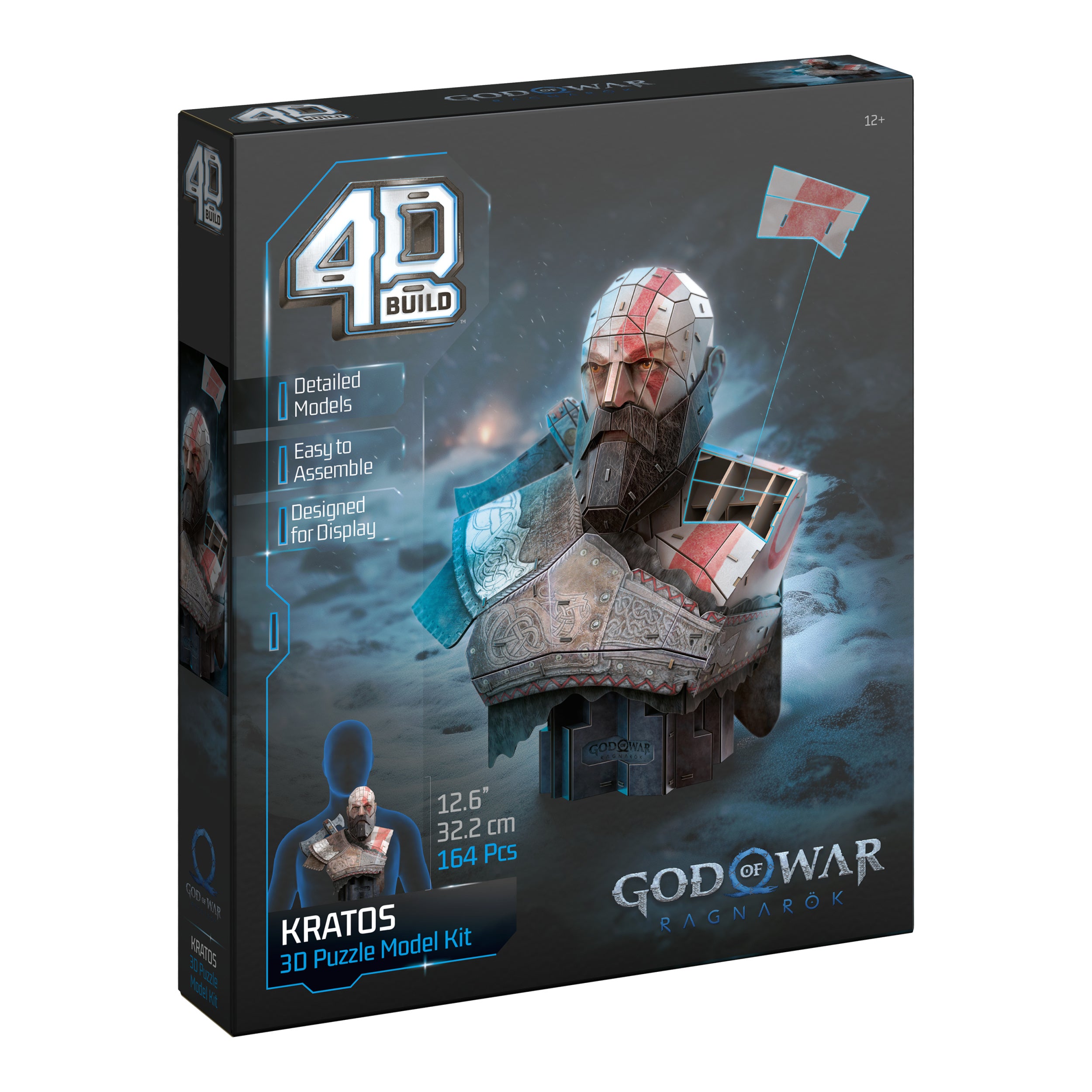 4D Build, God of War Kratos 3D Model Kit, PlayStation Game, Desk Décor, Adult Puzzles, Building Toys, 3D Puzzles for Adults & Teens, 150 Pieces, for Ages 12 & Up