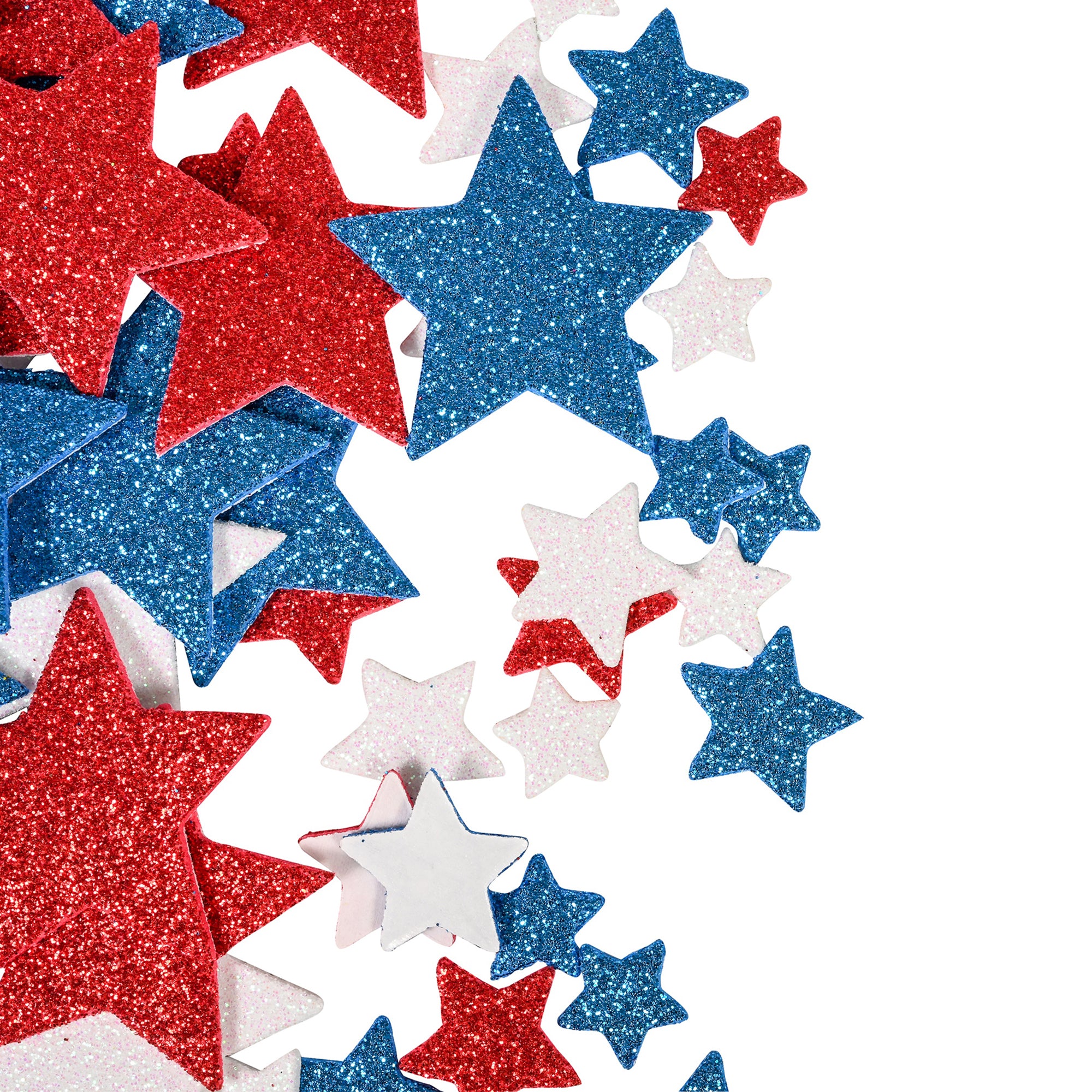 Glitter Foam Stickers, Stars, Red White and Blue