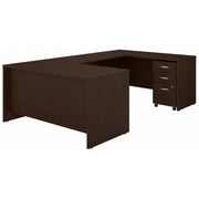 Bush Business Furniture Series C 60W U Shaped Desk with 3 Drawer Mobile File Cabinet in Mocha Cherry - 59.45" Width x 100.4" Depth x 29.84" Height