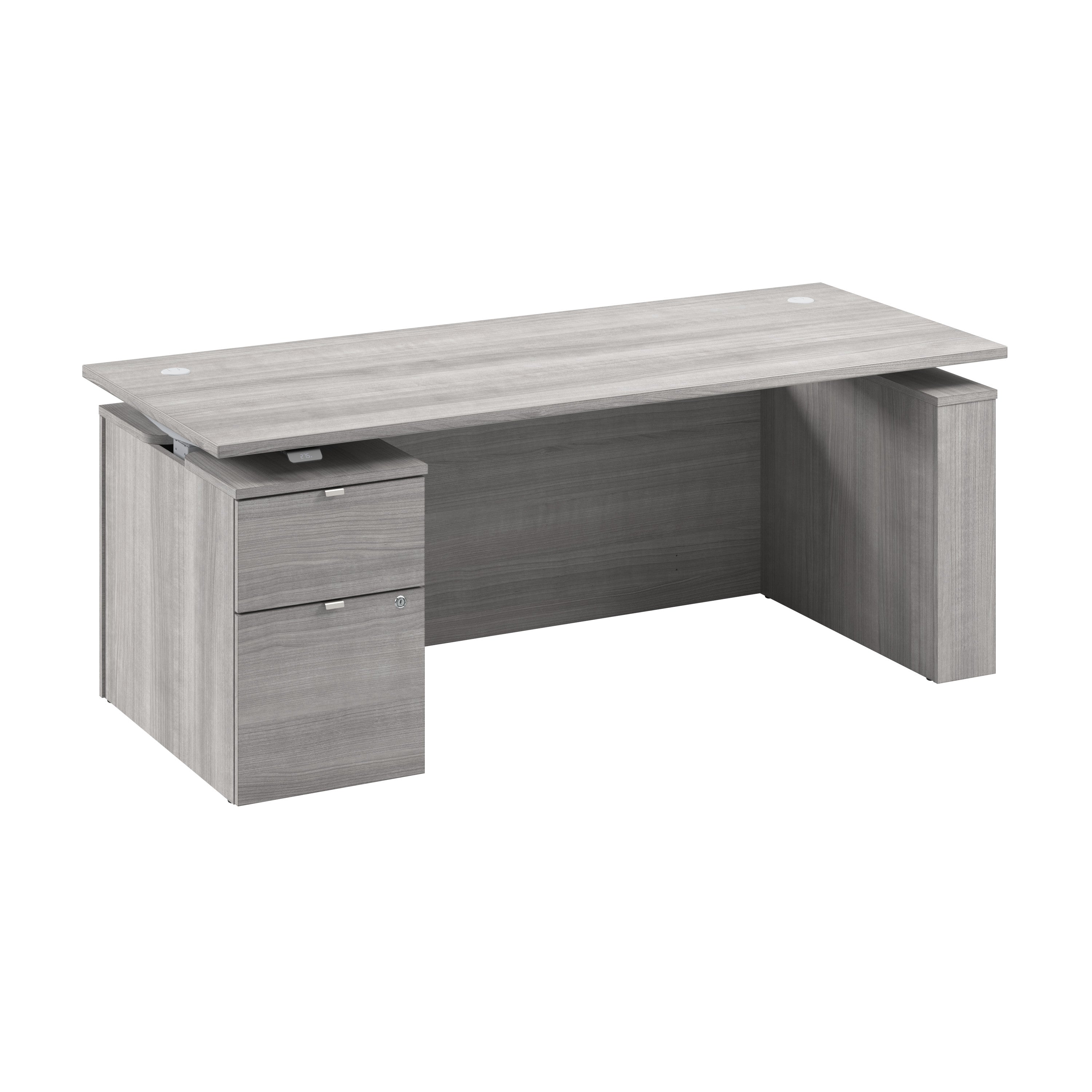 Bush Business Furniture Stratus&nbsp;72W x&nbsp;30D Eletric Height Adjustable Standing Desk with File Cabinet in Platinum Gray with Metallic Gray Base - 71.02" Width x 29.37" Depth x 27.44" Height