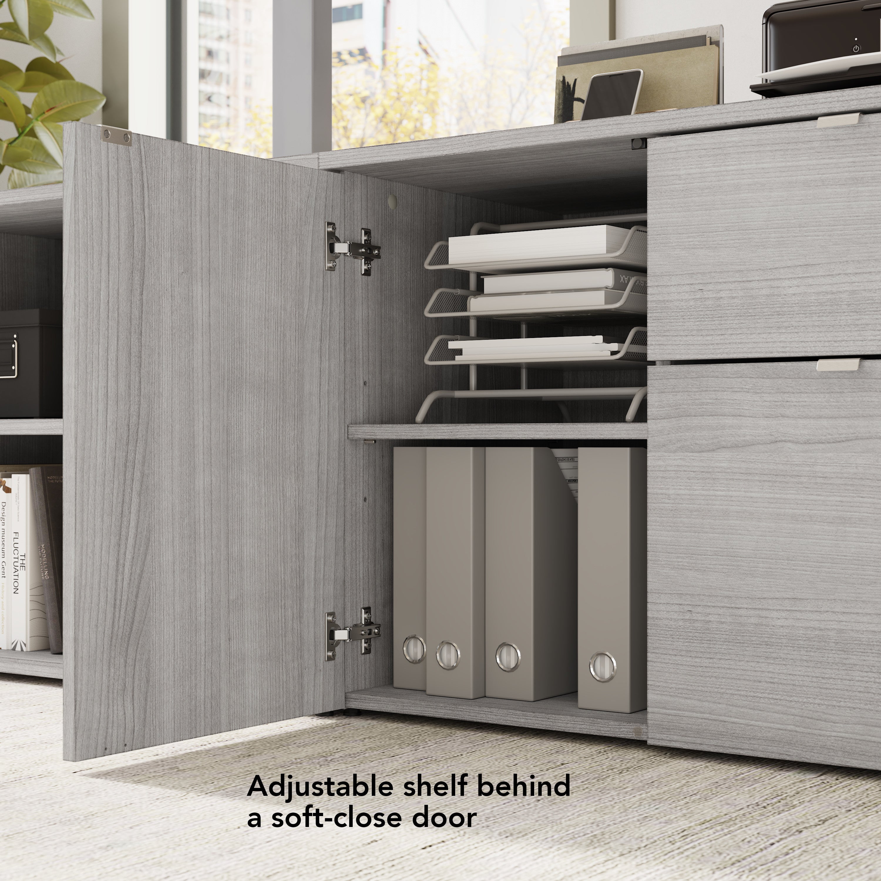 Bush Business Furniture Stratus&nbsp;30W Office Storage Cabinet with Drawers in Platinum Gray - 31.26" Width x 19.61" Depth x 24.15" Height