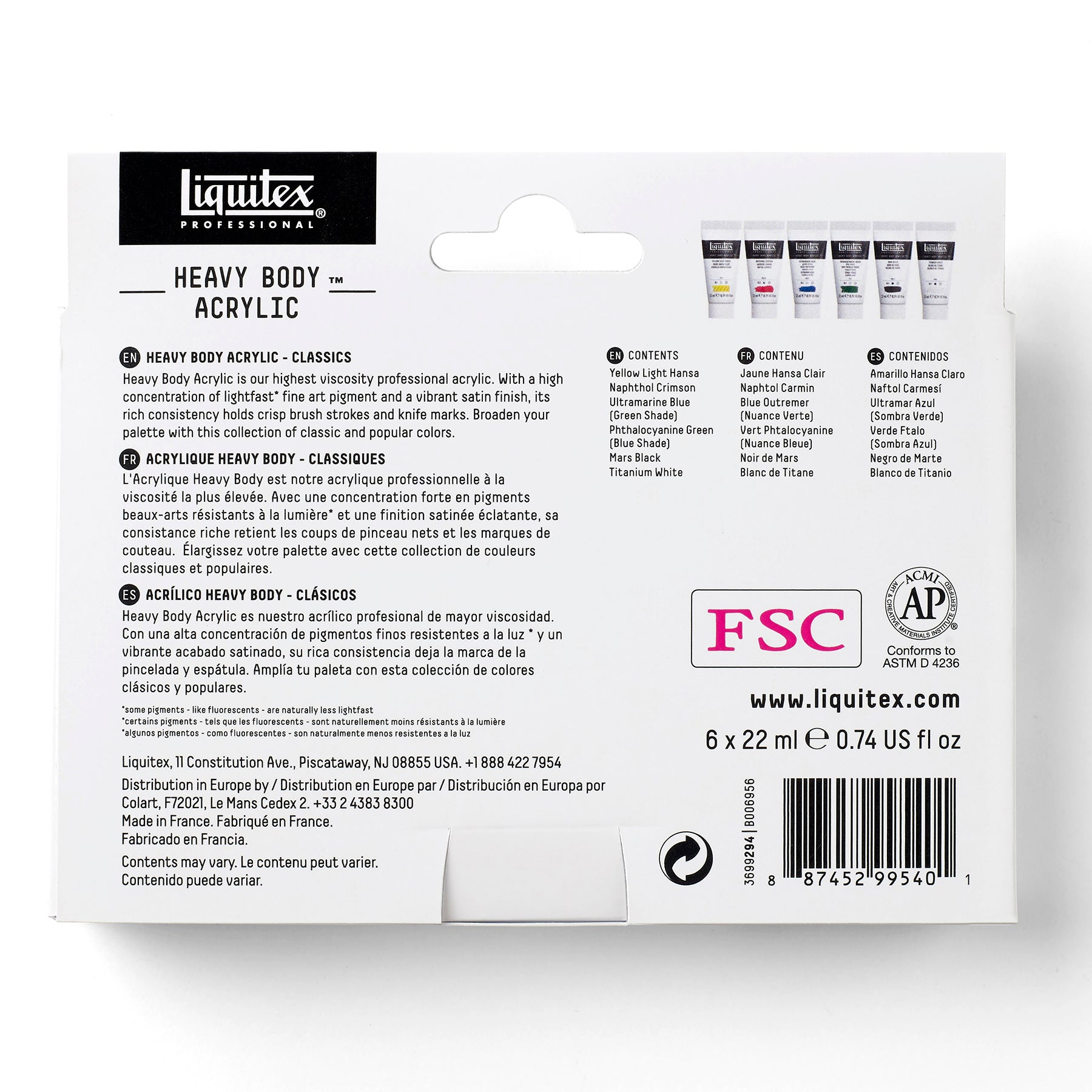 Heavy Body Color - Color 6 x 22ml Set