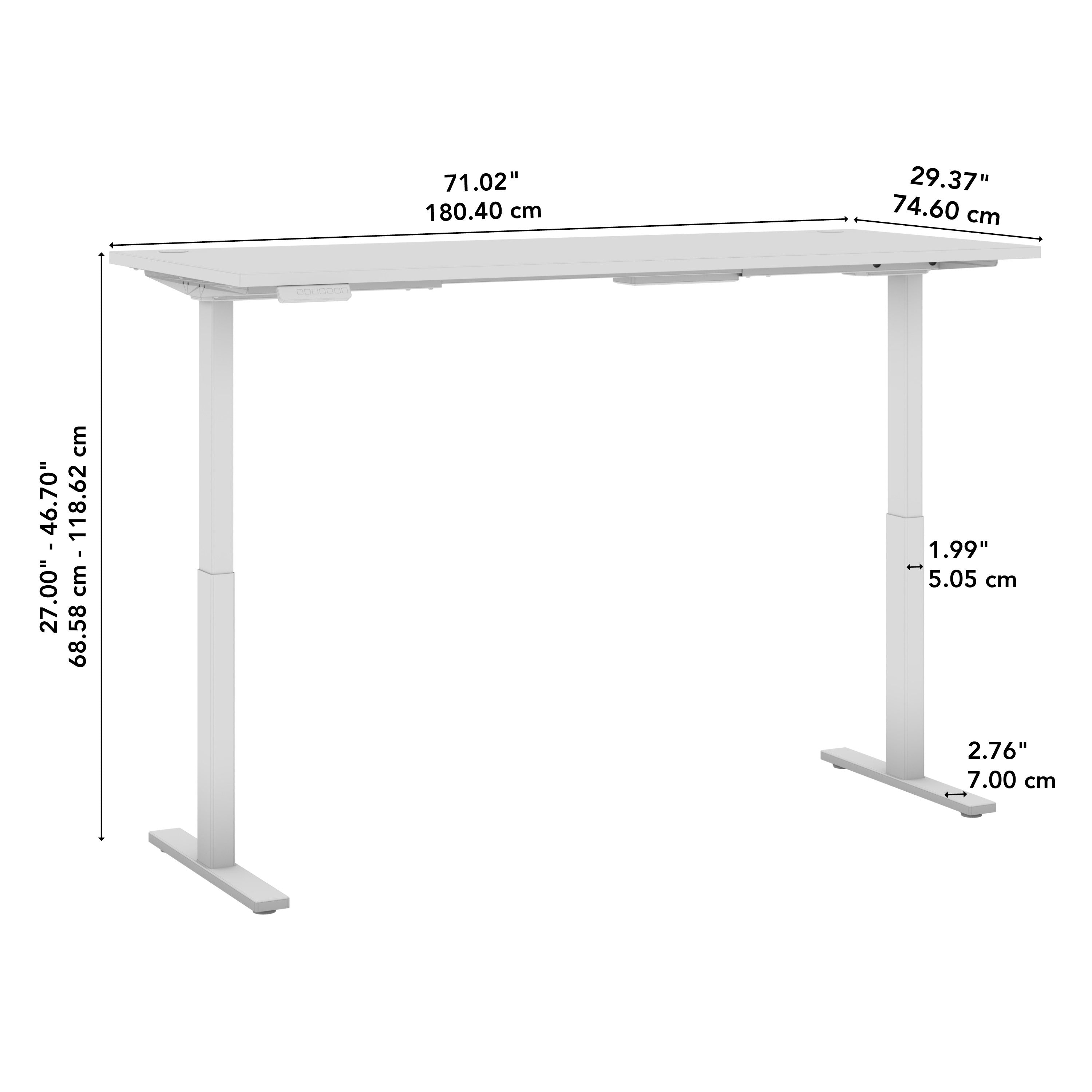 Bush Business Furniture Move 60 Series 72W x 30D Electric Height Adjustable Standing Desk in Platinum Gray with Black Base - 71.02" Width x 29.37" Depth x 47.69" Height