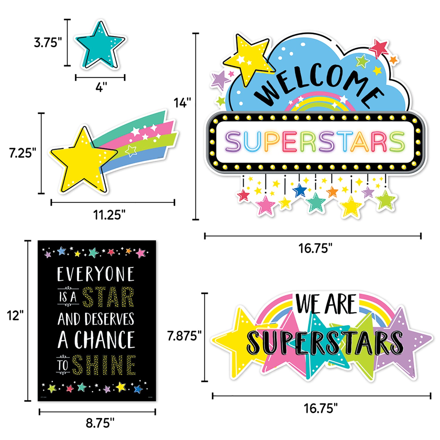 Shine Bright Bulletin Board Set, 43 Pieces