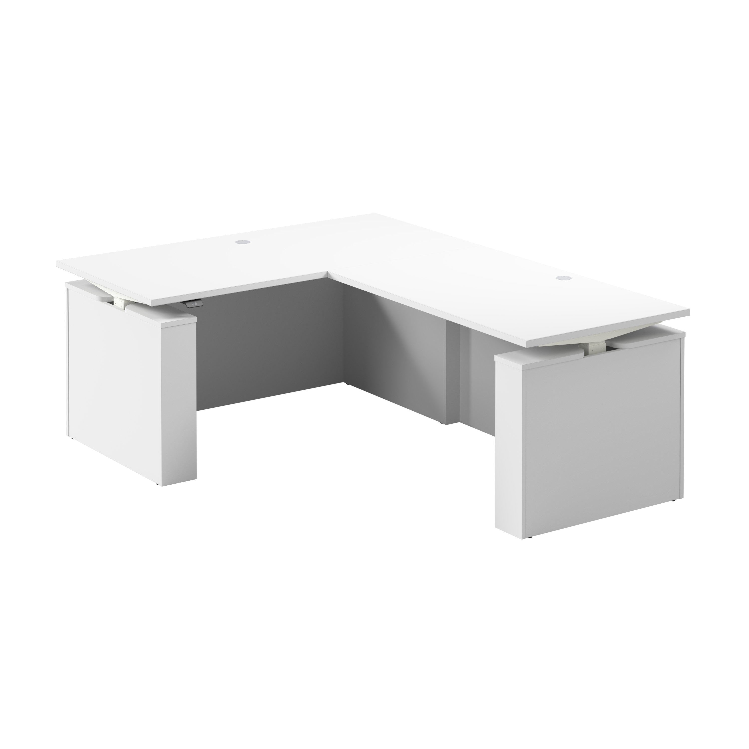 Bush Business Furniture Stratus&nbsp;60W x&nbsp;78D Electric Height Adjustable L Shaped Standing Desk White with White Base - 59.45" Width x 76.97" Depth x 27.44" Height