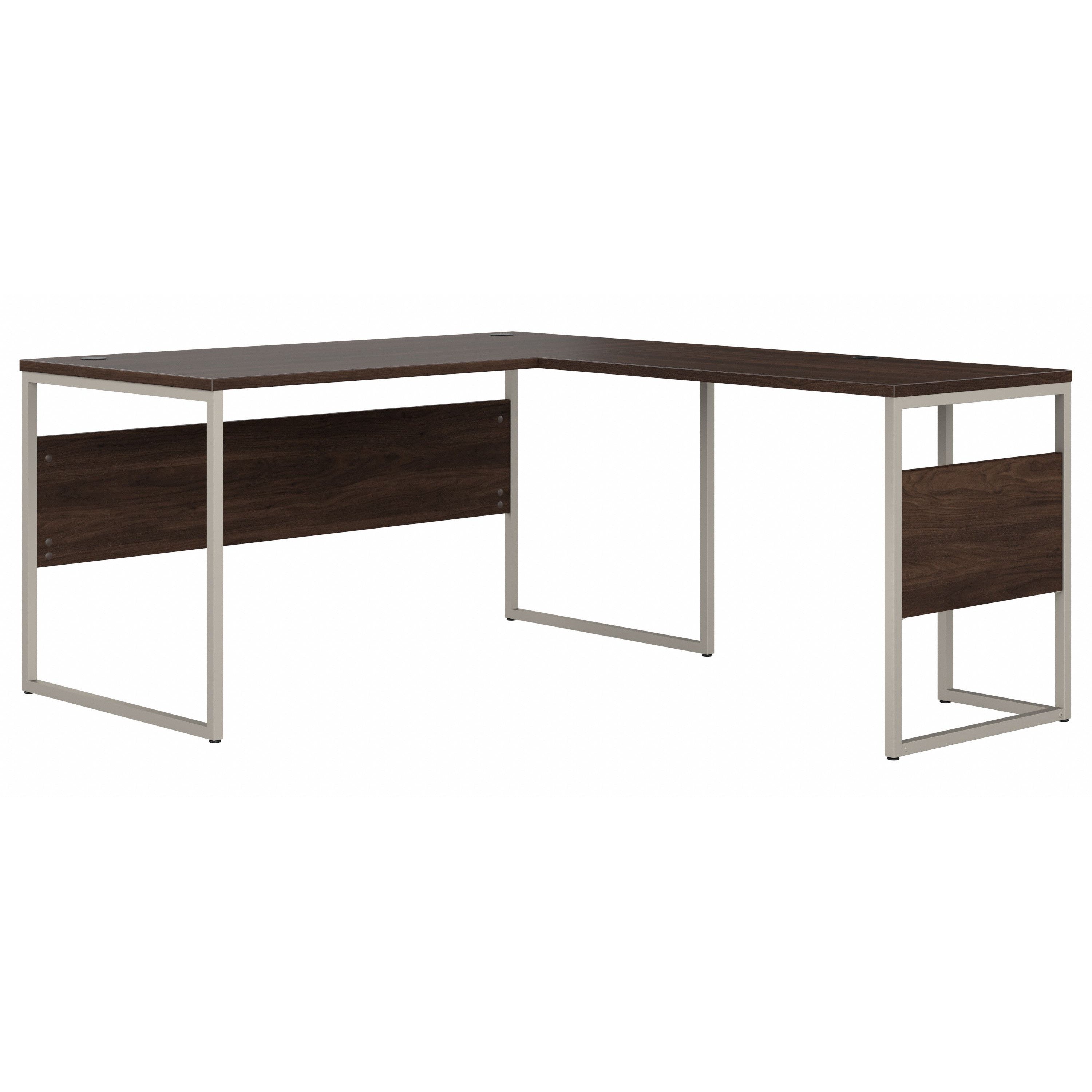 Bush Business Furniture Hybrid 60W x 30D L Shaped Table Desk with Metal Legs in Black Walnut - 59.45" Width x 71.34" Depth x 29.91" Height