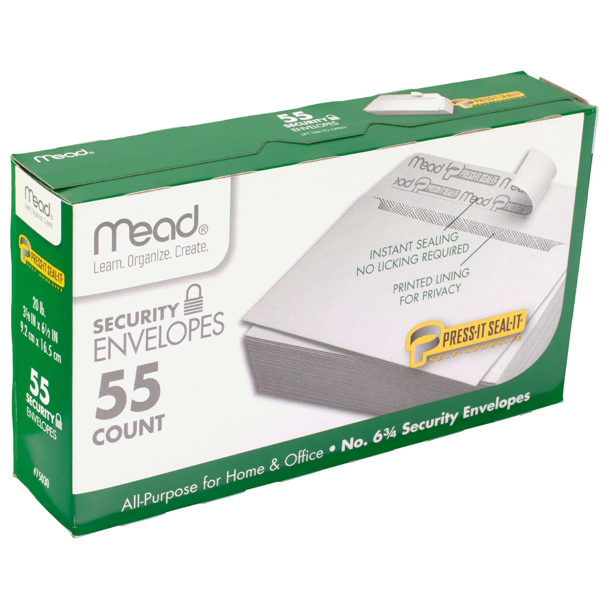 Press-It Seal-It® Security Envelopes, #6.75, 55 count