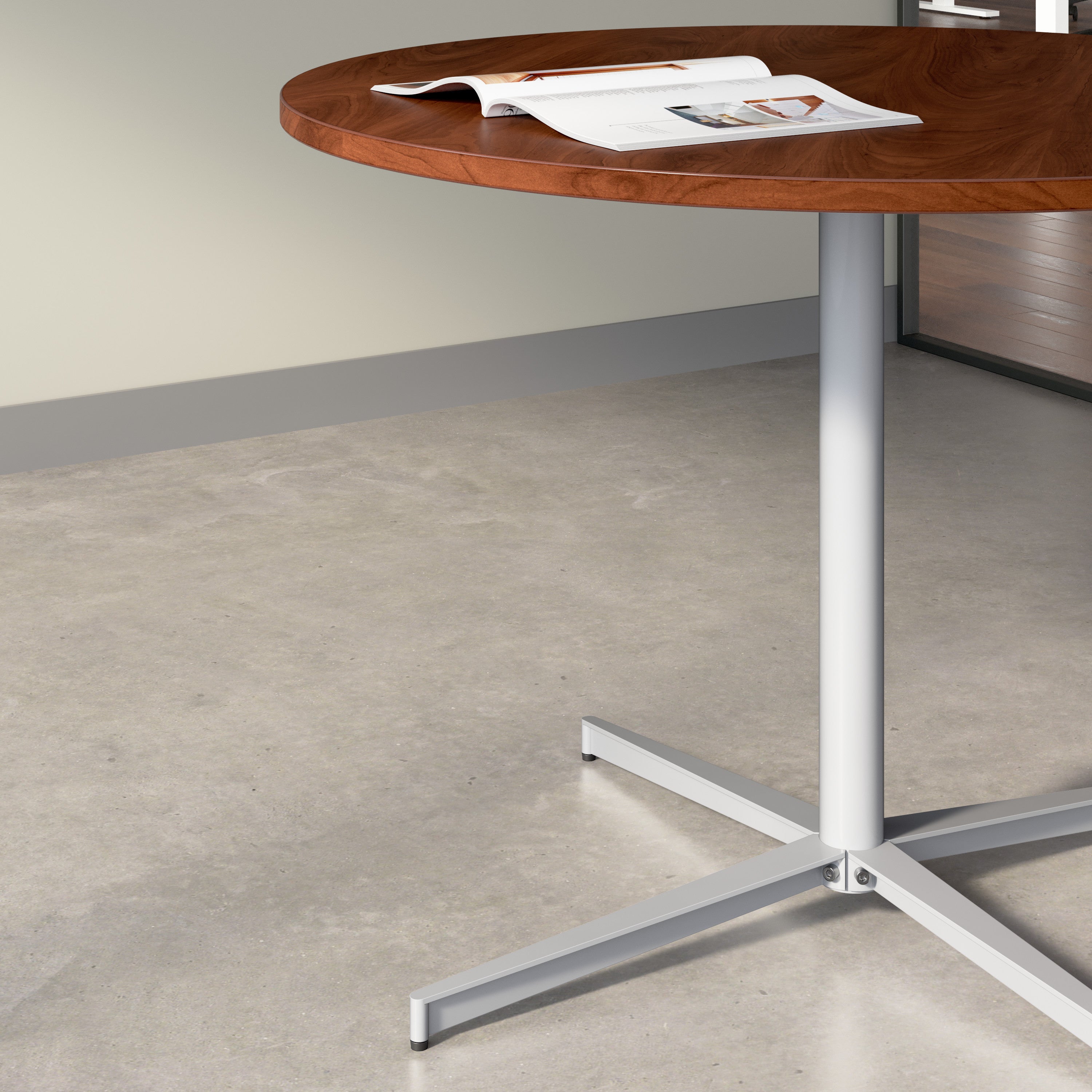 Bush Business Furniture 42-inch Round Conference Table with Metal Base in Hansen Cherry - 41.38" Width x 41.38" Depth x 30.33" Height