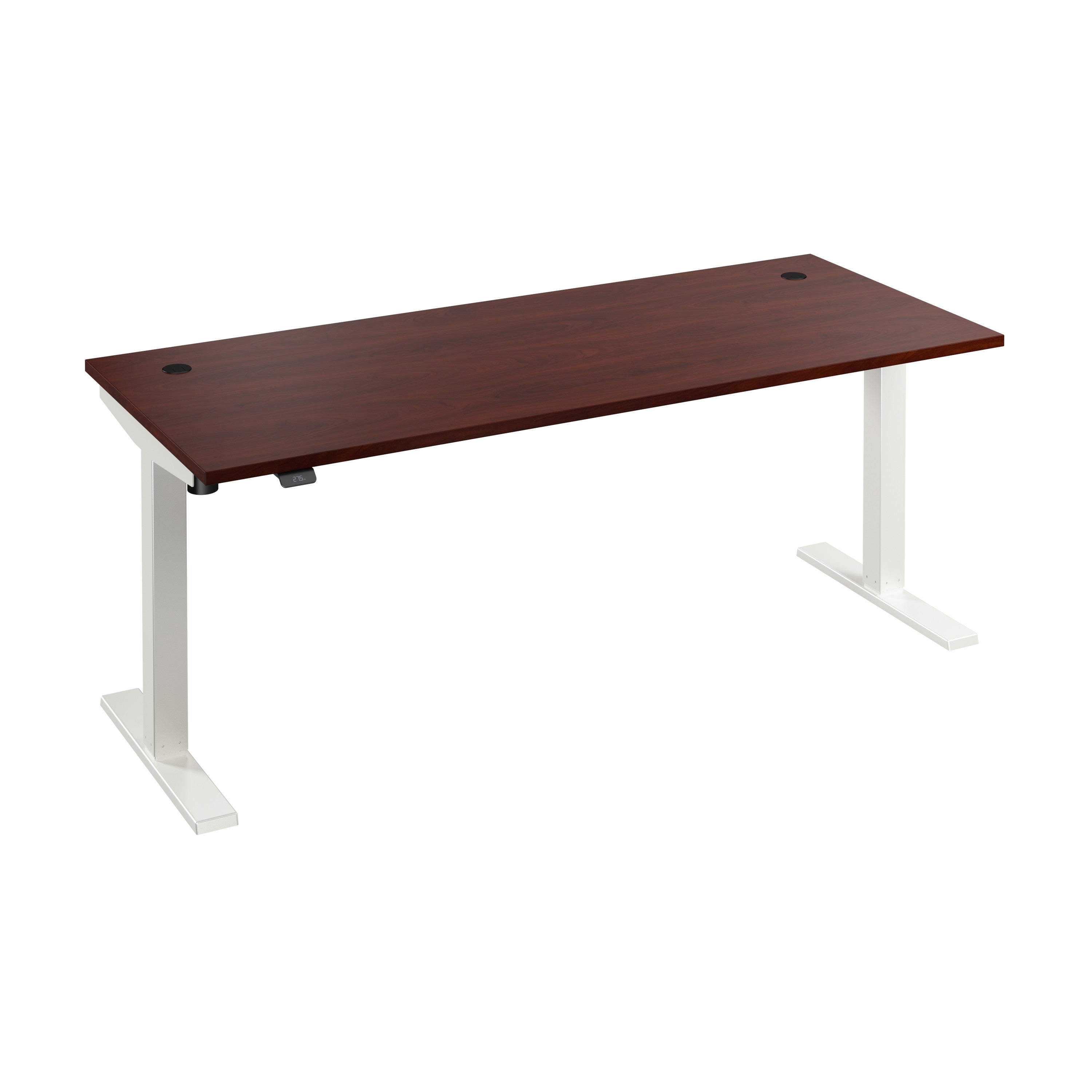 Bush Business Furniture Move 40 Series 72W x 30D Electric Height Adjustable Standing Desk in Hansen Cherry with White Base - 71.02" Width x 29.37" Depth x 28.17" Height