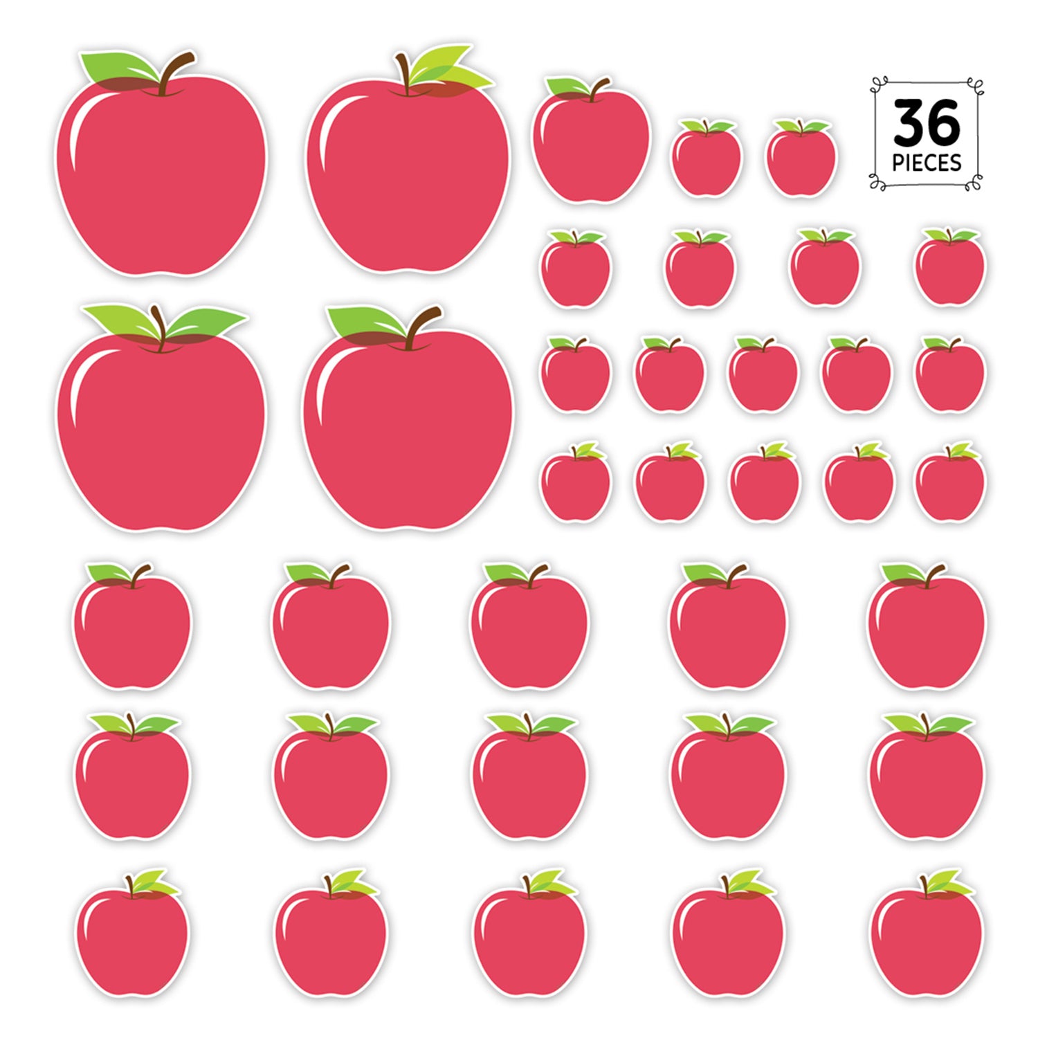 Apple Time Apples Designer Cut-Outs, 3 Sizes, Pack of 36