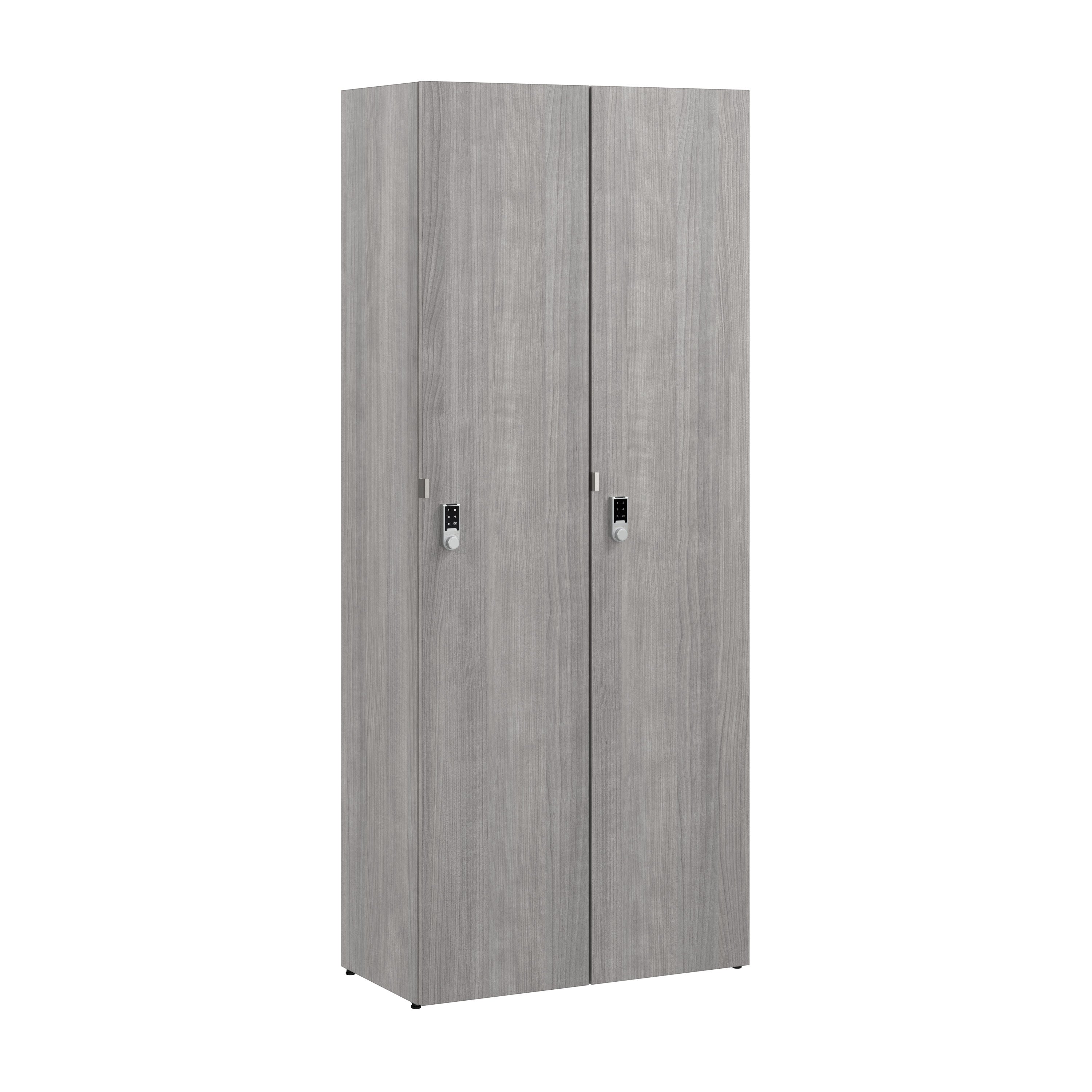 Bush Business Furniture Assure Single Tier 2 Door Storage Locker with Keypad Locks in Platinum Gray - 29.76" Width x 15.35" Depth x 72.15" Height