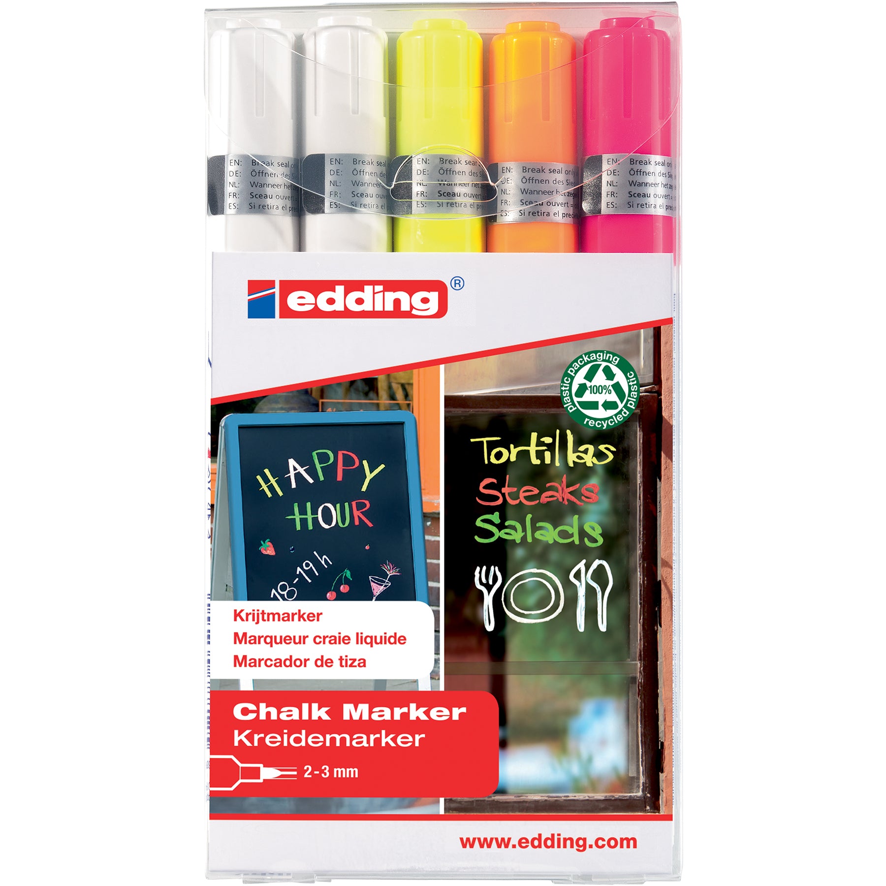 edding 4095 Chalk Marker - Set of 5 - Assorted