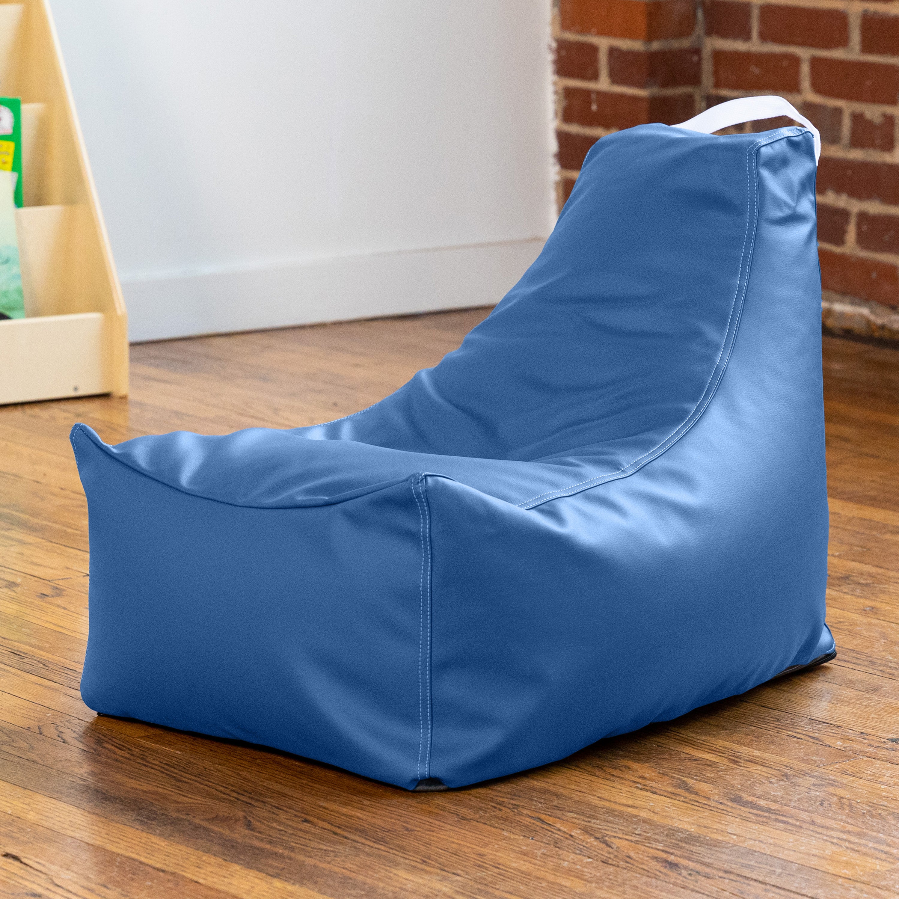 Jaxx Pezzi Jr Kids Classroom Bean Bag Chair, Premium Vinyl, Royal Blue
